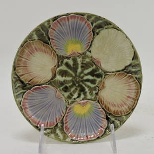 Wedgwood majolica shells on waves: small oyster plate, 7"