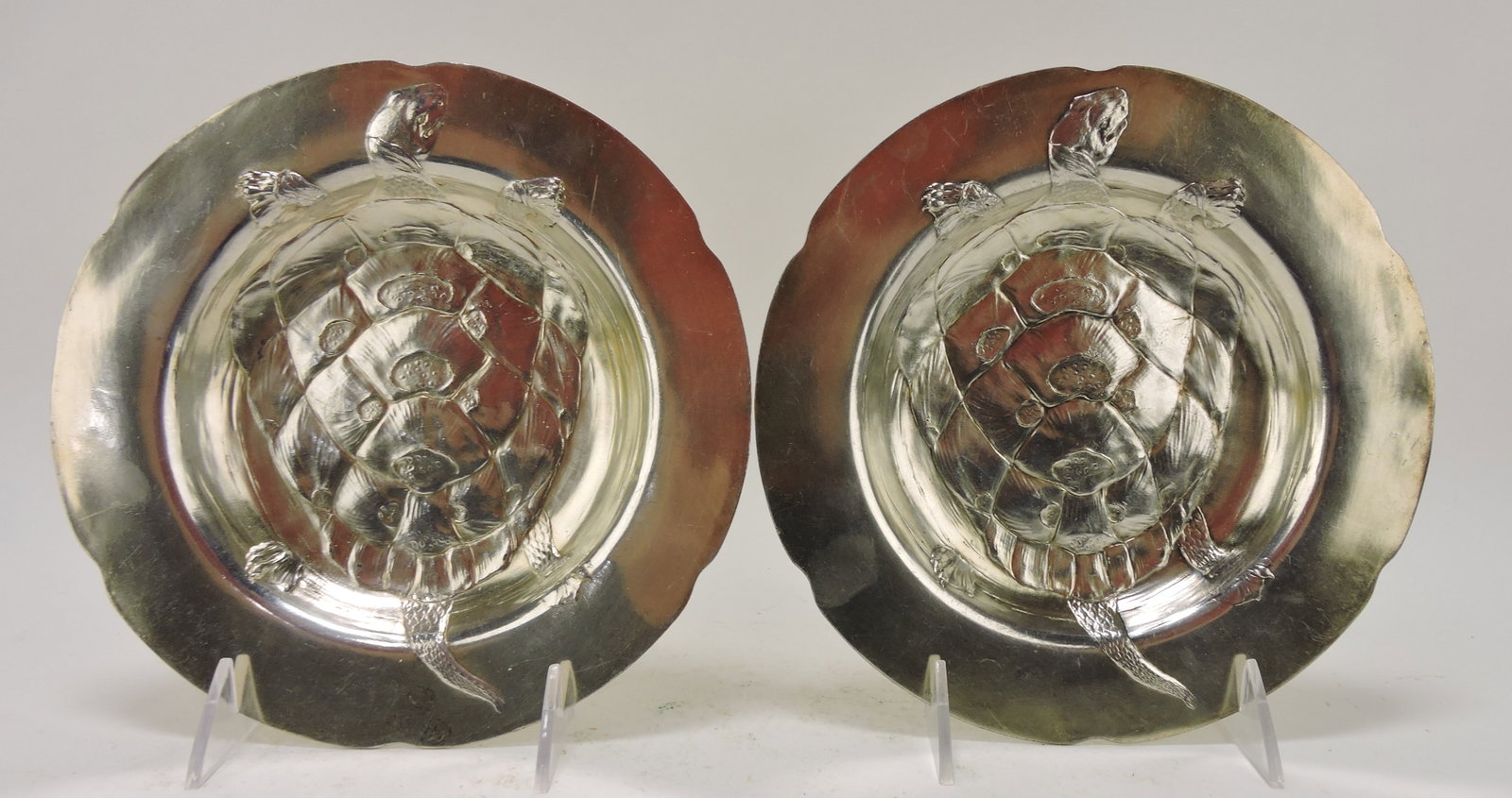 RARE pair of 8" silver plate Terrapin: stew bowls, numbered 2148 on back, extremely rare