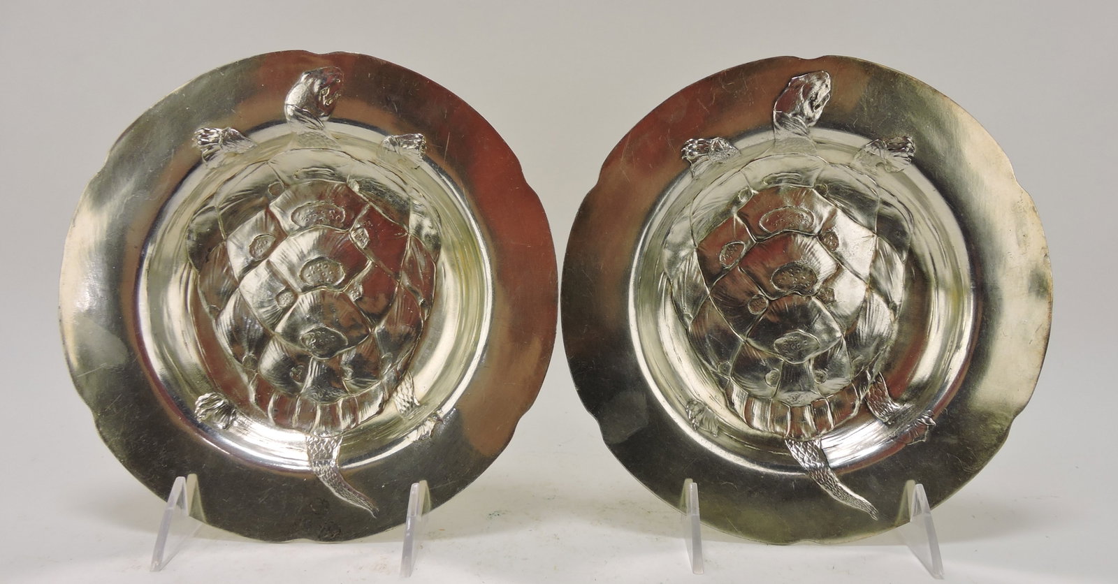 RARE pair of 8" silver plate Terrapin: stew bowls, numbered 2148 on back, extremely rare