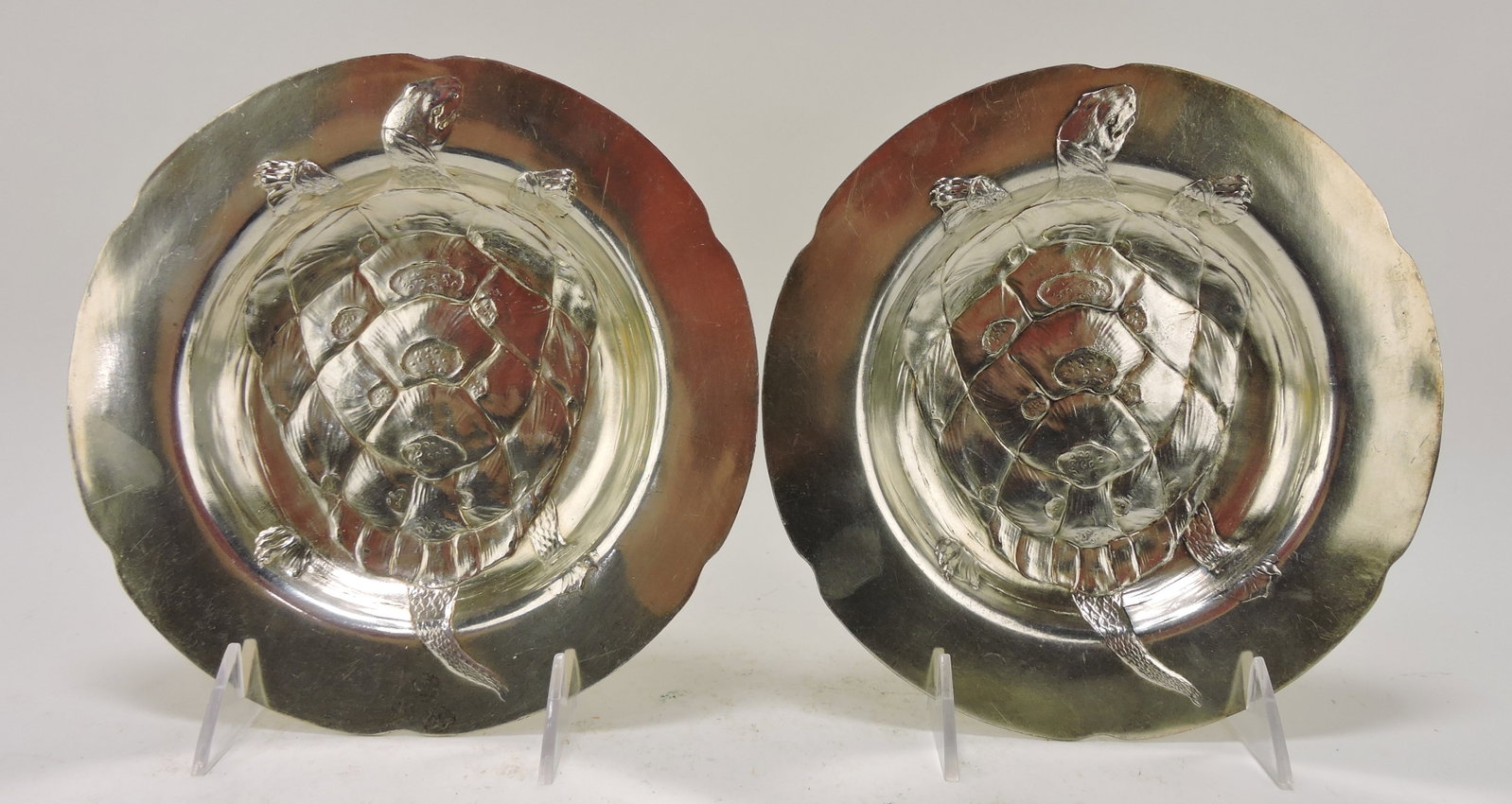 RARE pair of 8" silver plate Terrapin: stew bowls, numbered 2148 on back, extremely rare