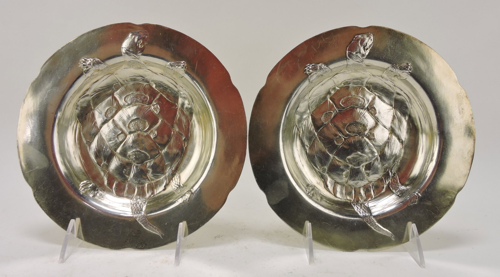RARE pair of 8" silver plate Terrapin: stew bowls, numbered 2148 on back, extremely rare
