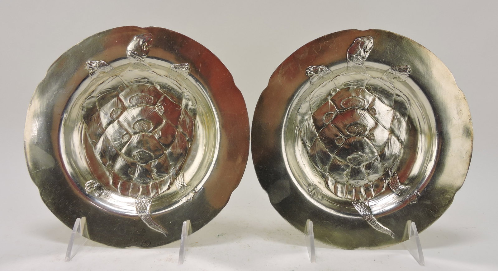 RARE pair of 8" silver plate Terrapin: stew bowls, numbered 2148 on back, extremely rare