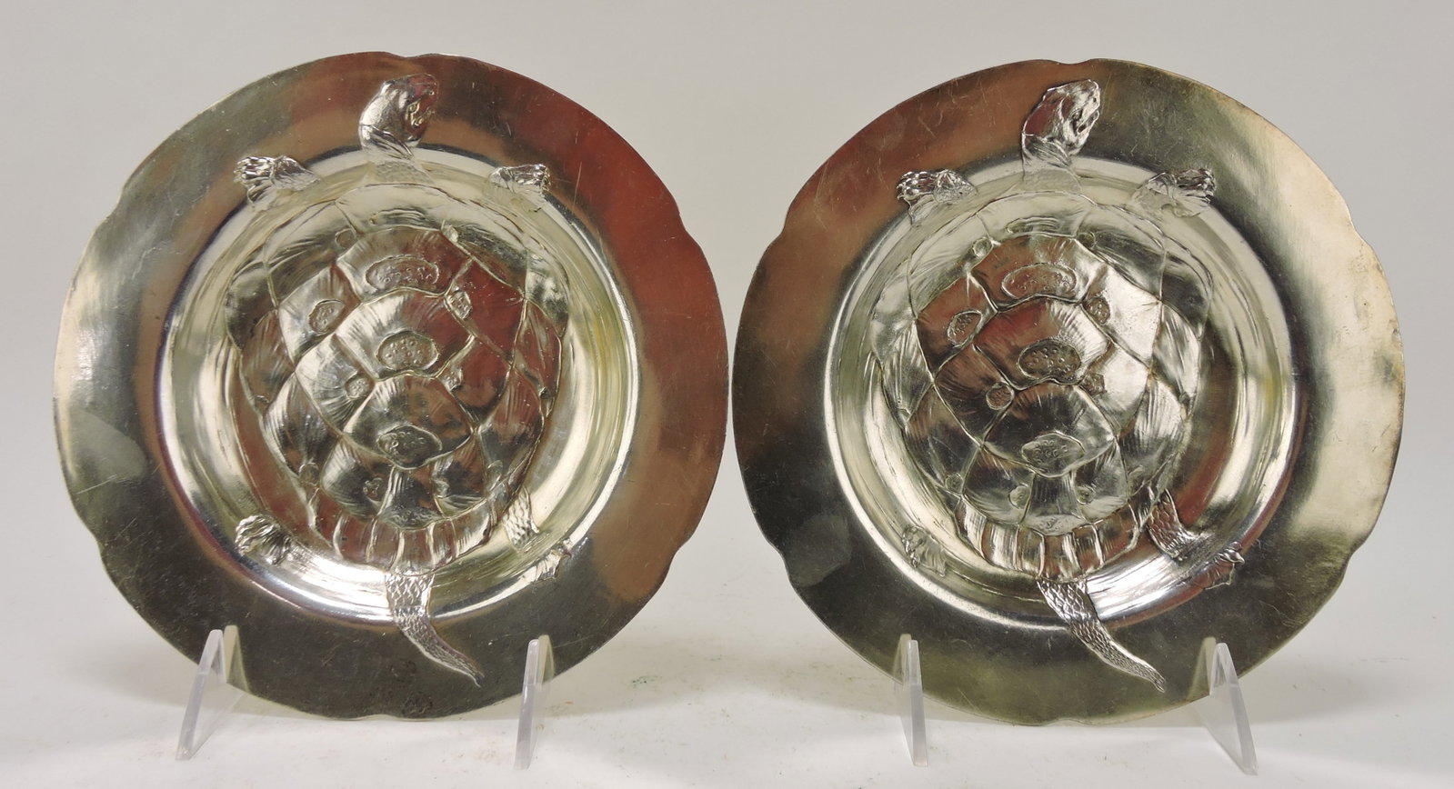 RARE pair of 8" silver plate Terrapin: stew bowls, numbered 2148 on back, extremely rare