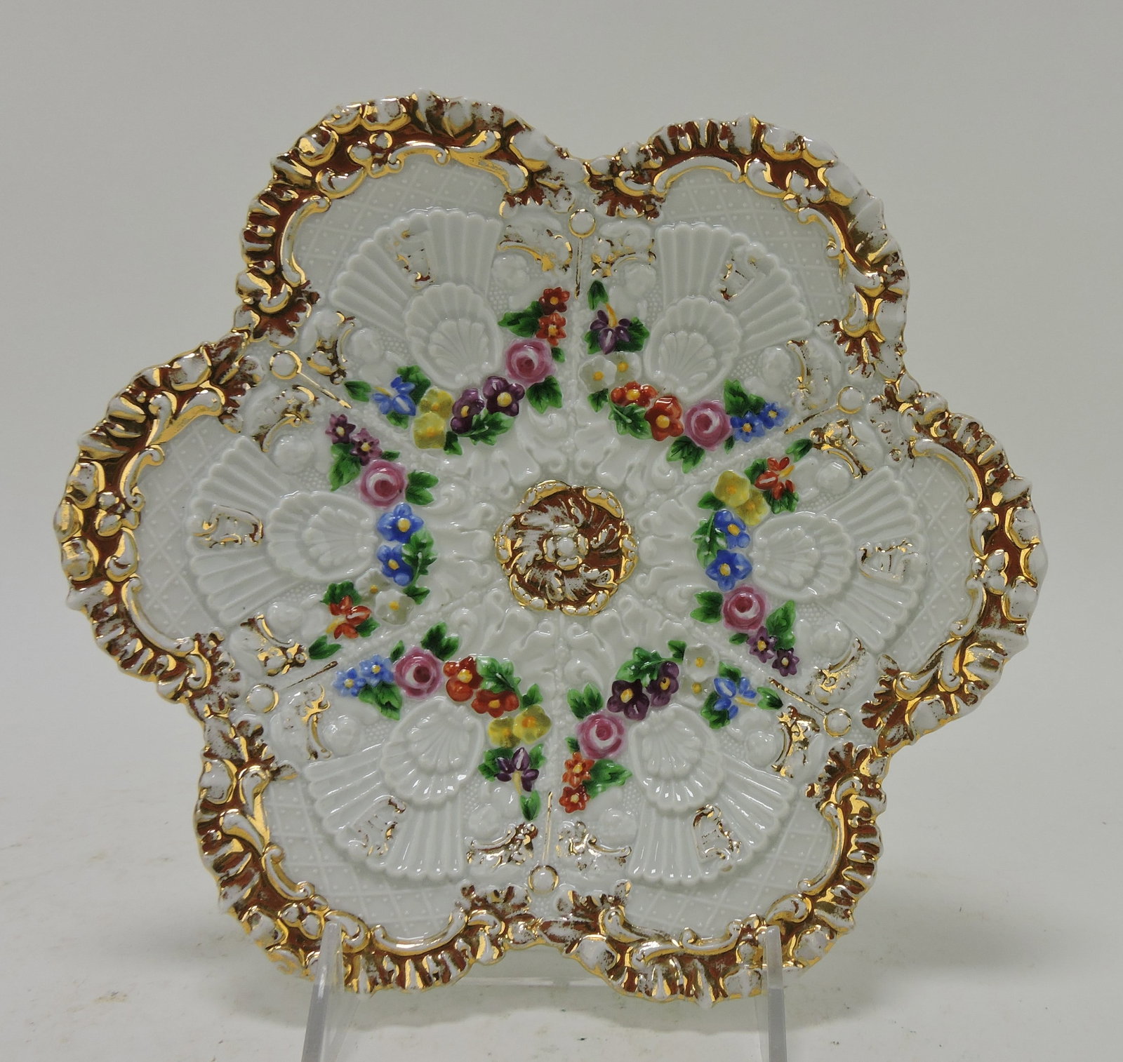 Meissen porcelain six well oyster: plate, 8 1/2"