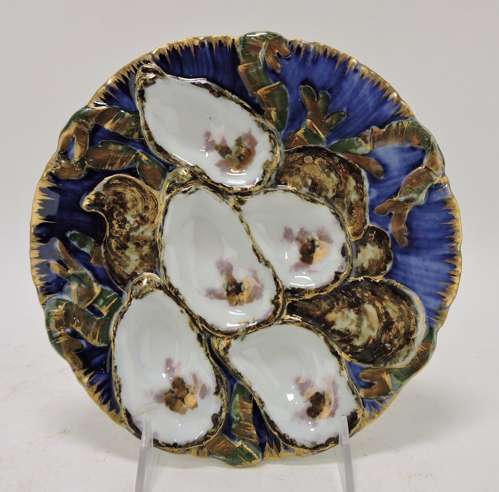Haviland Limoges turkey style: Presidential oyster plates, 8 3/4"; Rutherford Hays, President; rim repaired
