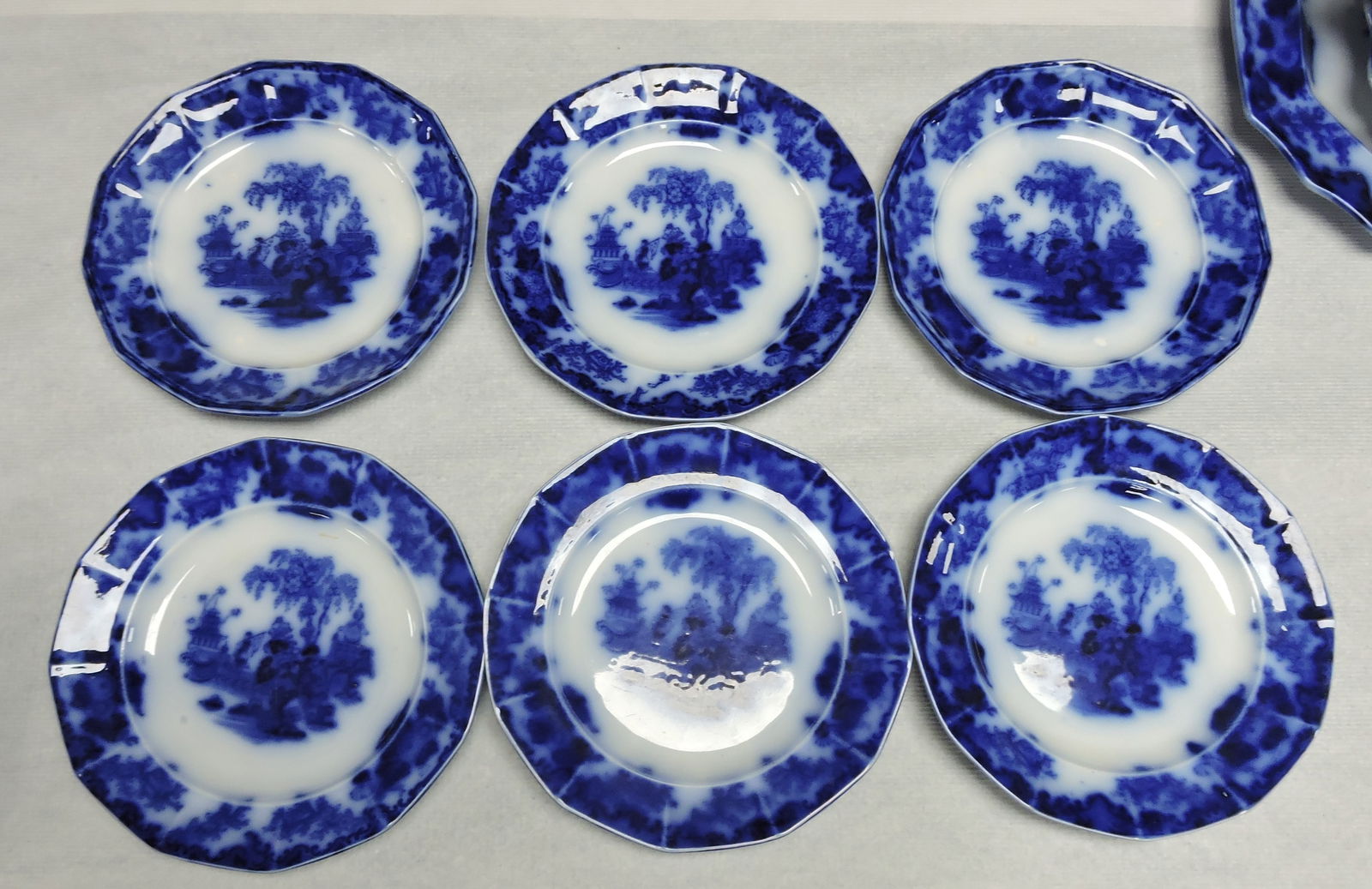 Flow Blue Scinde set of 6 - 9 1/4" (1 of 1)