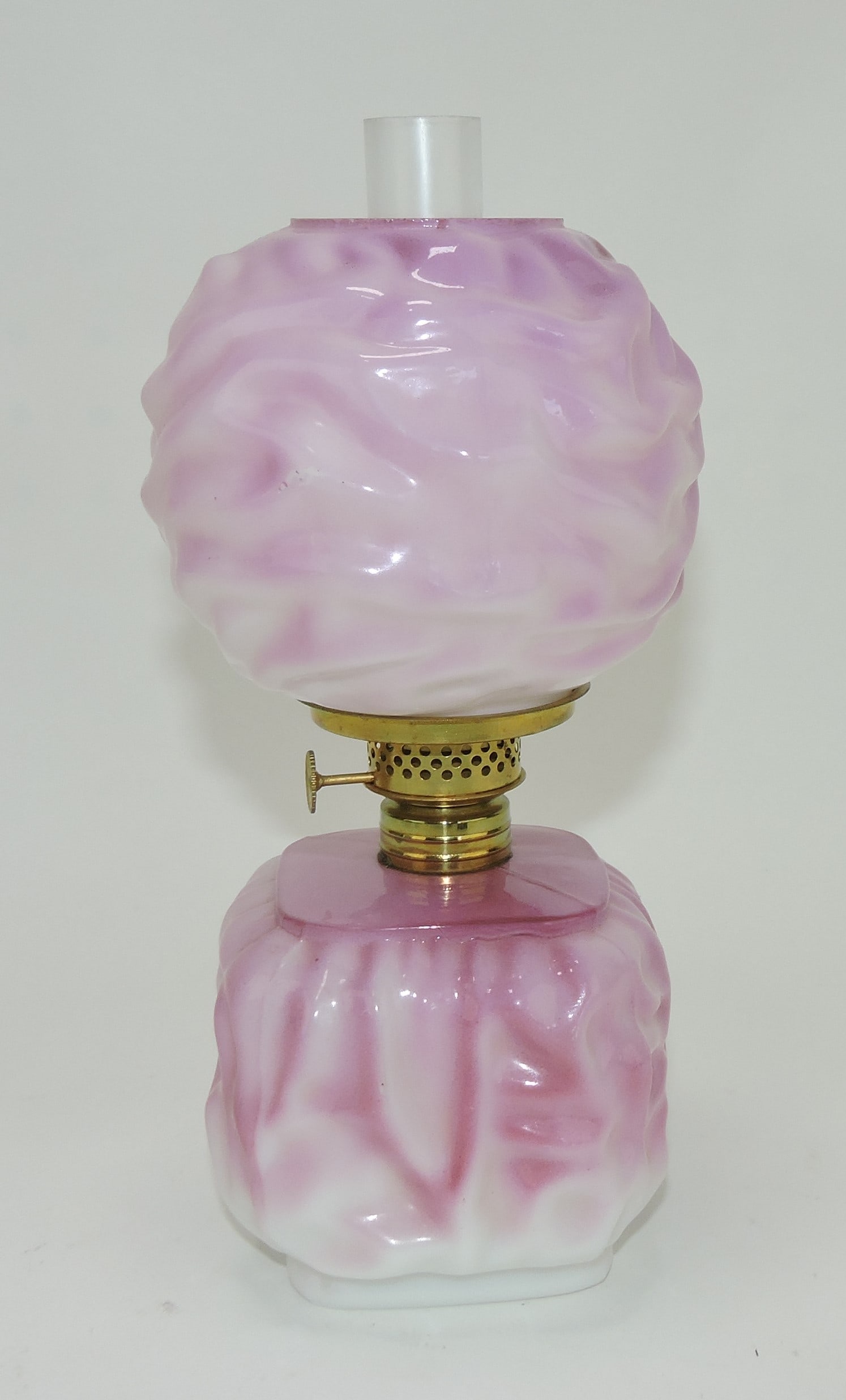 Milk glass pink shaded drape: miniature lamp 8 1/2", Smith 1 fig 231