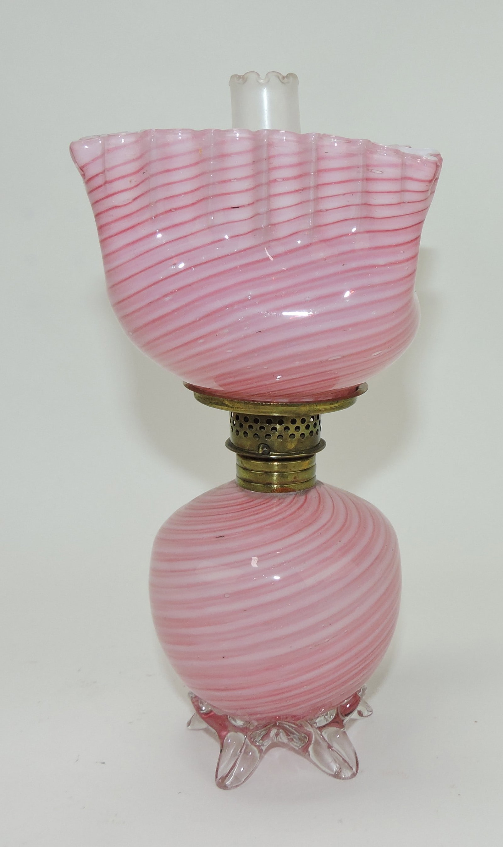 Candy striped pink cased swirl: miniature lamp 8", Smith 1 fig 528
