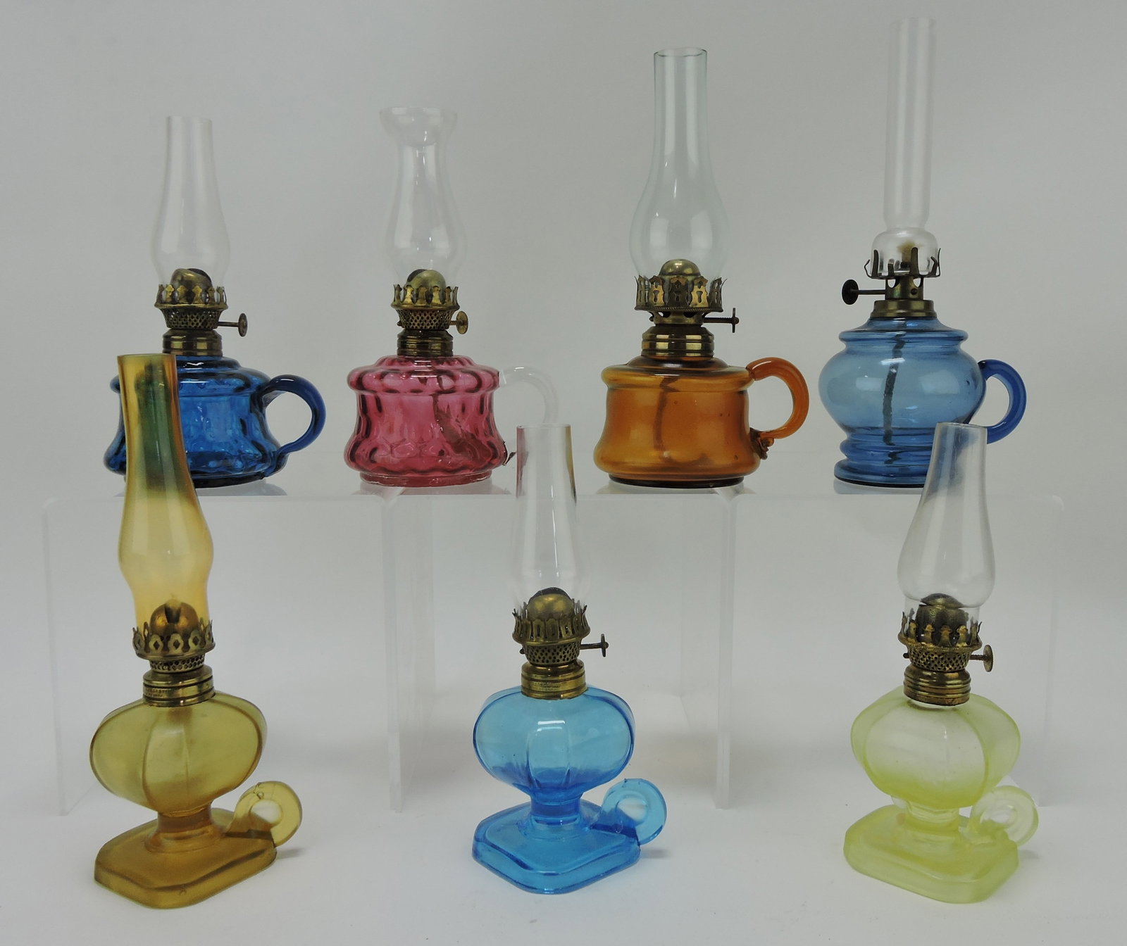 Lot of 7 colored pattern miniature: finger lamps