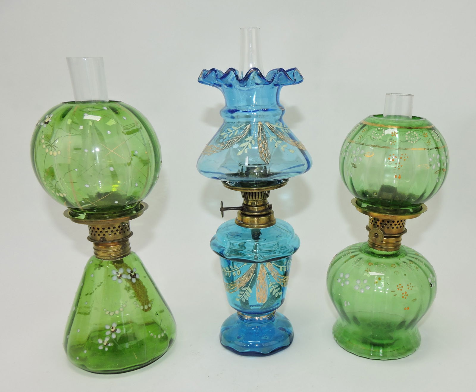 Lot of 3 colored glass floral enameled (1 of 1)