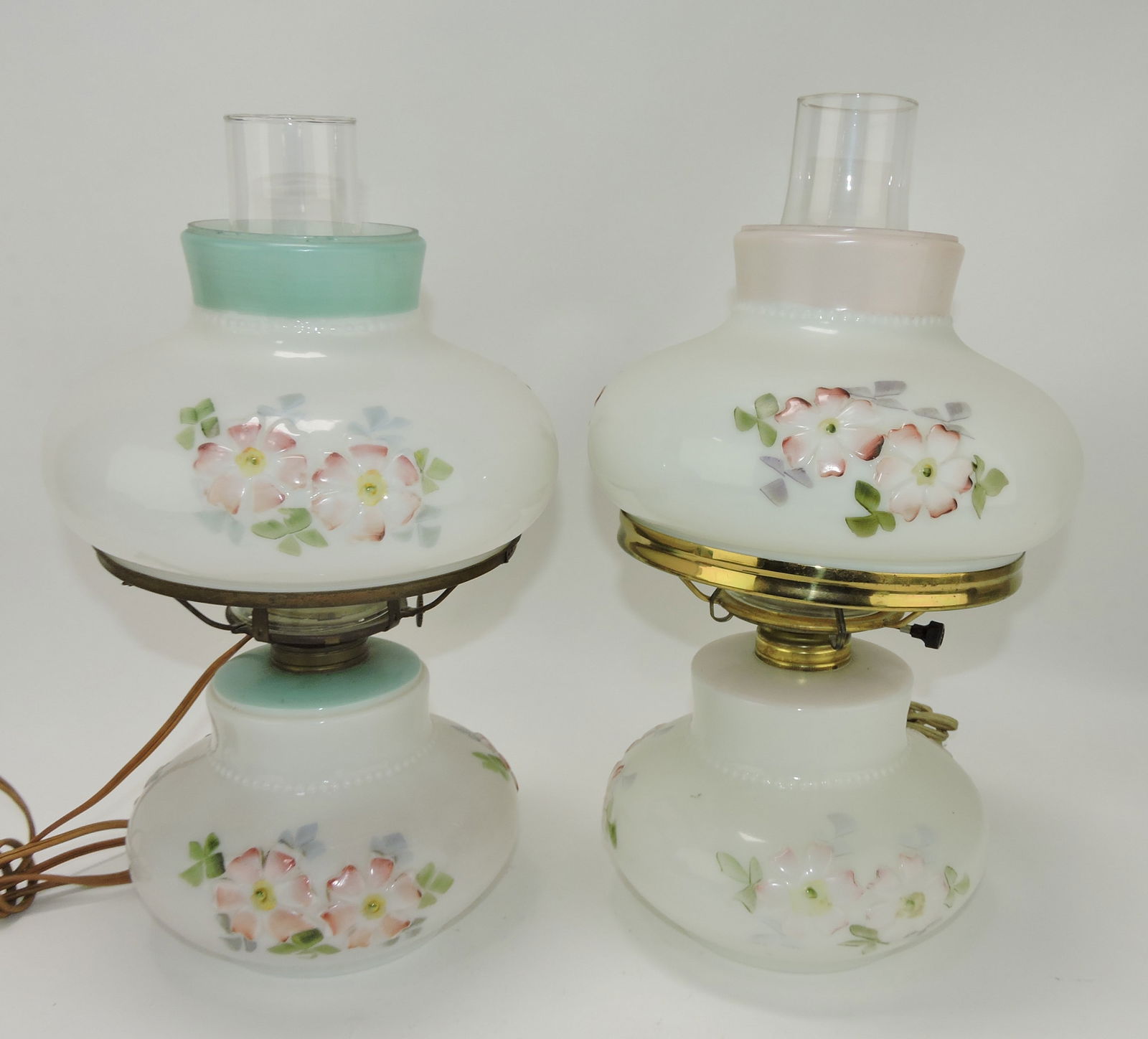 Milk glass floral embossed pair of (1 of 1)