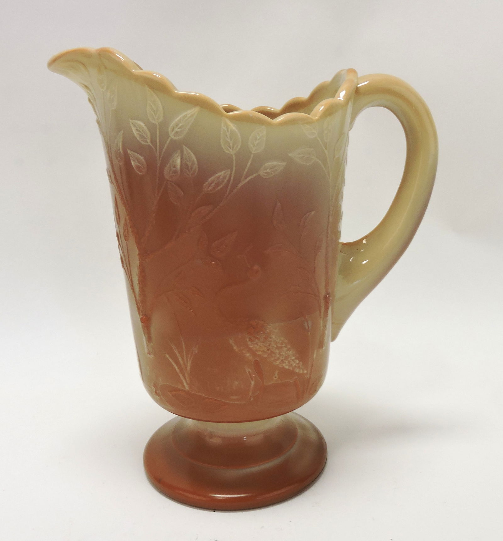 Greentown chocolate heron pitcher, (1 of 1)