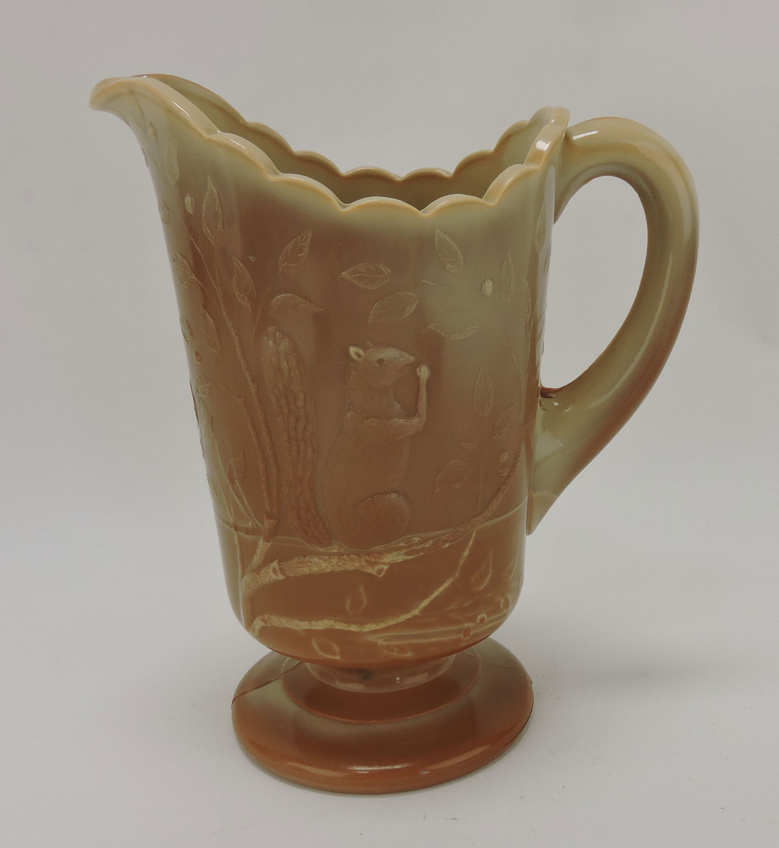 Greentown chocolate squirrel pitcher, (1 of 1)