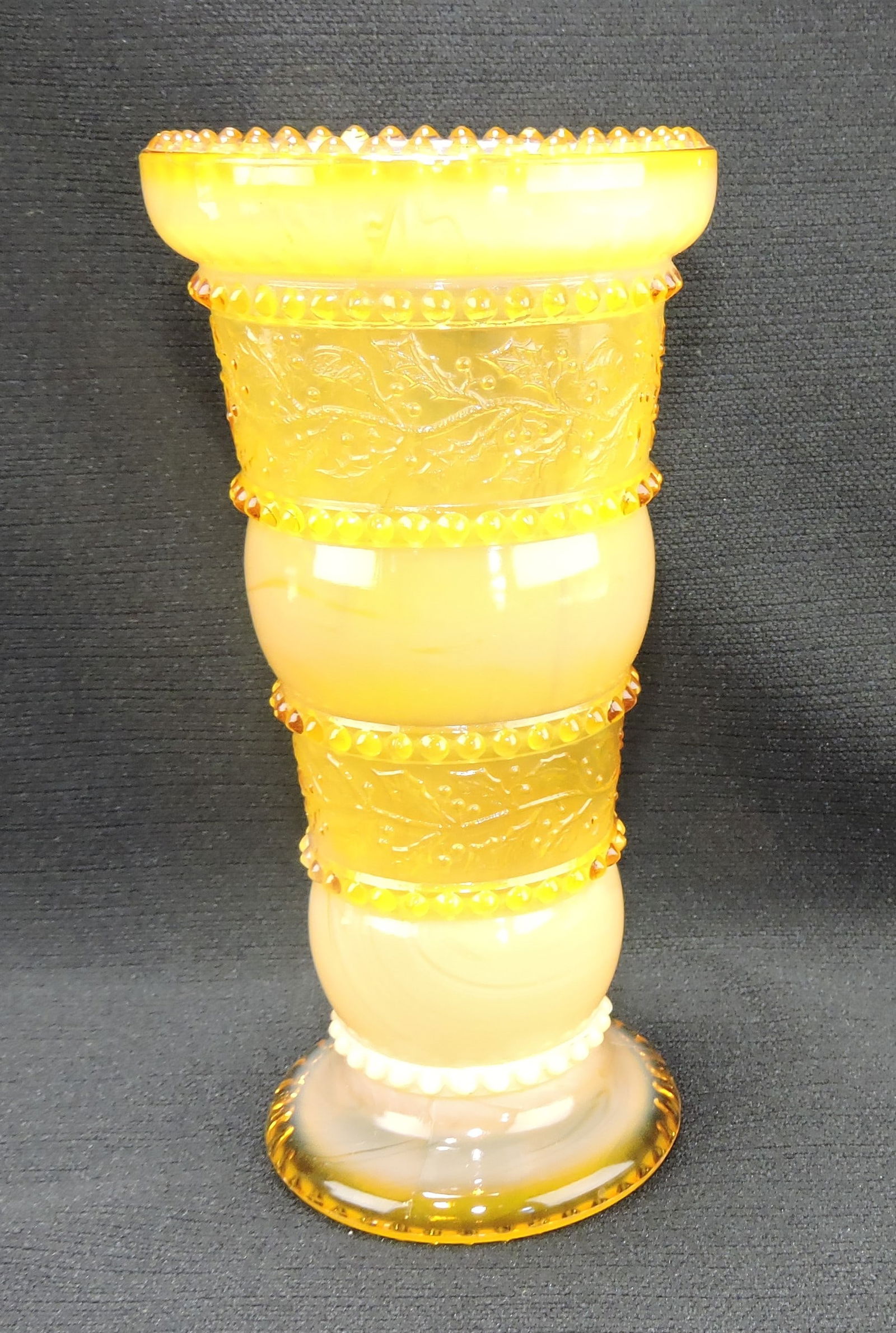 Greentown Holly amber 6" vase (1 of 1)