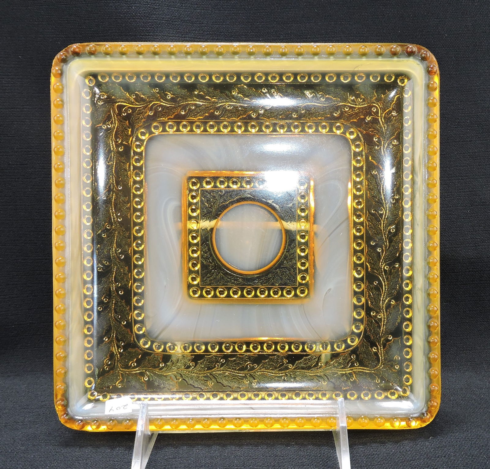 Greentown Holly amber 7 1/2" square (1 of 1)