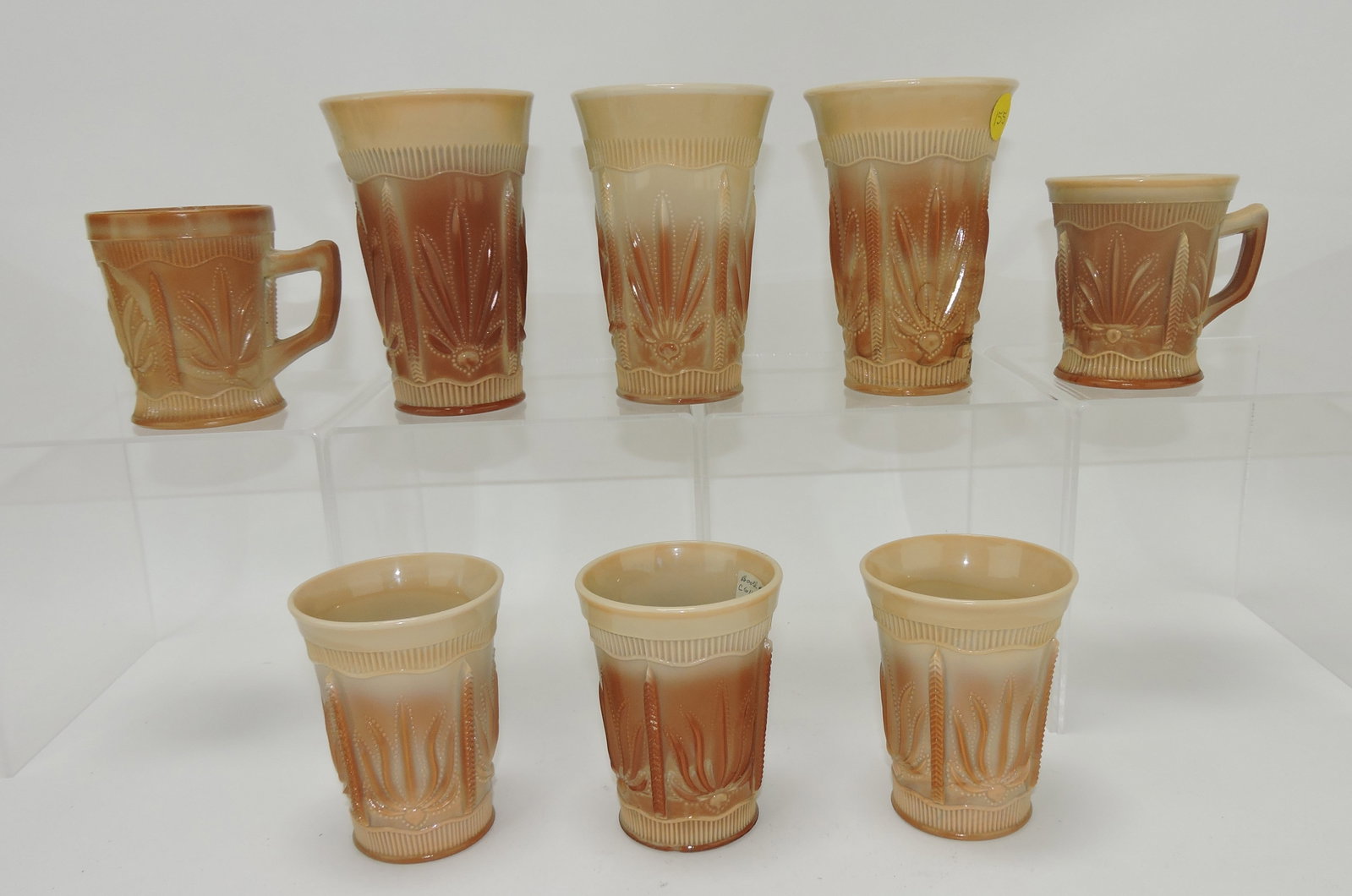 Greentown chocolate cactus lot of: 3 tall tumblers, 3 tumblers, and 2 mugs, various condition