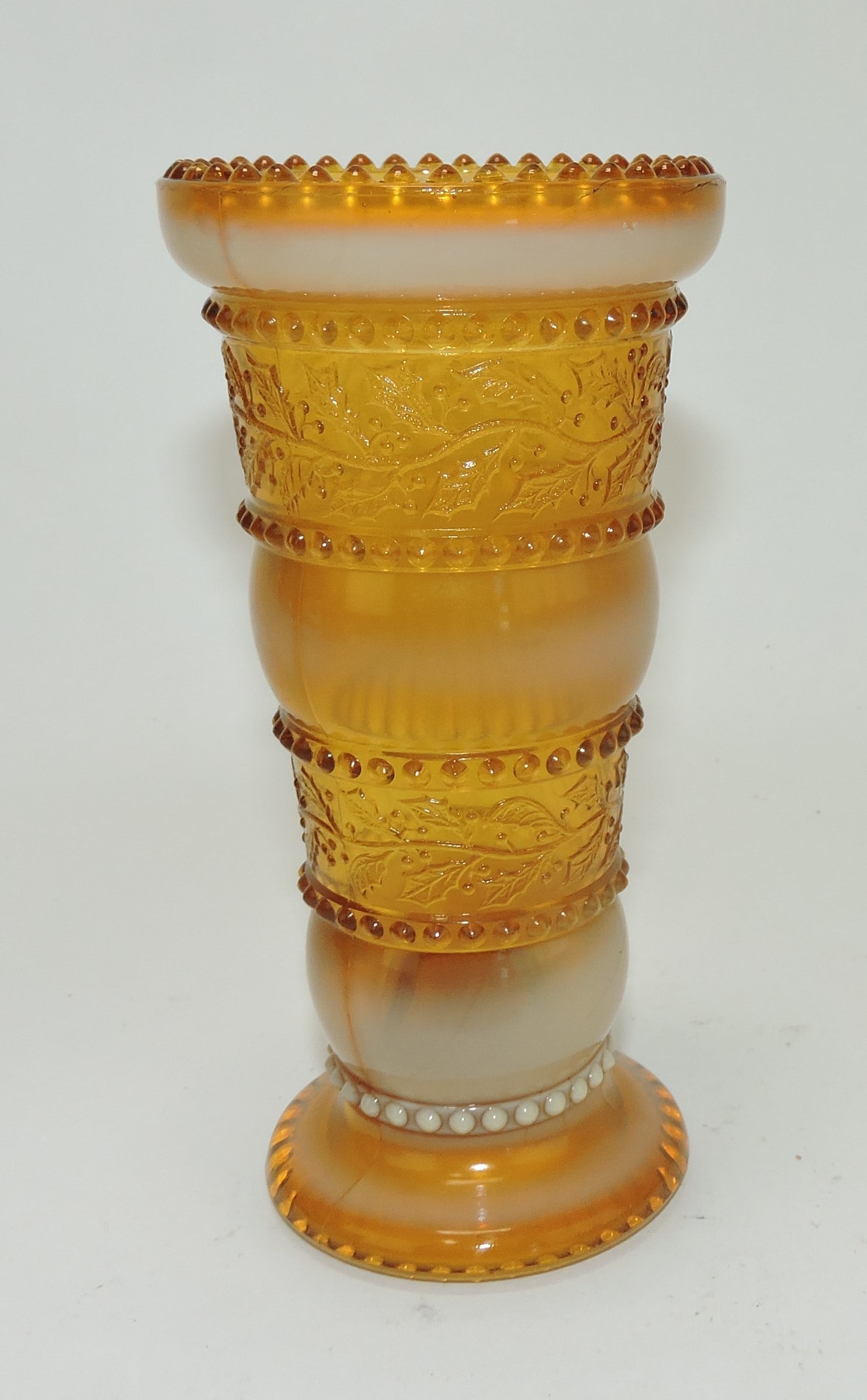Greentown Holly amber 6" vase (1 of 1)