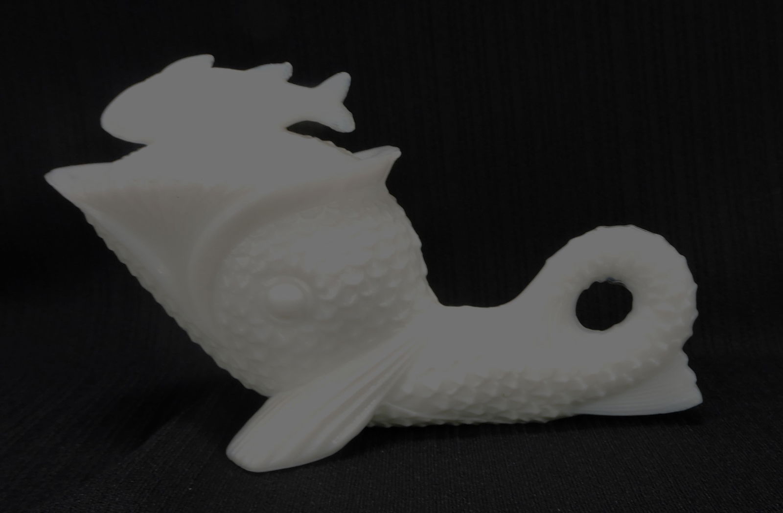 Greentown milk glass dolphin dish (1 of 1)