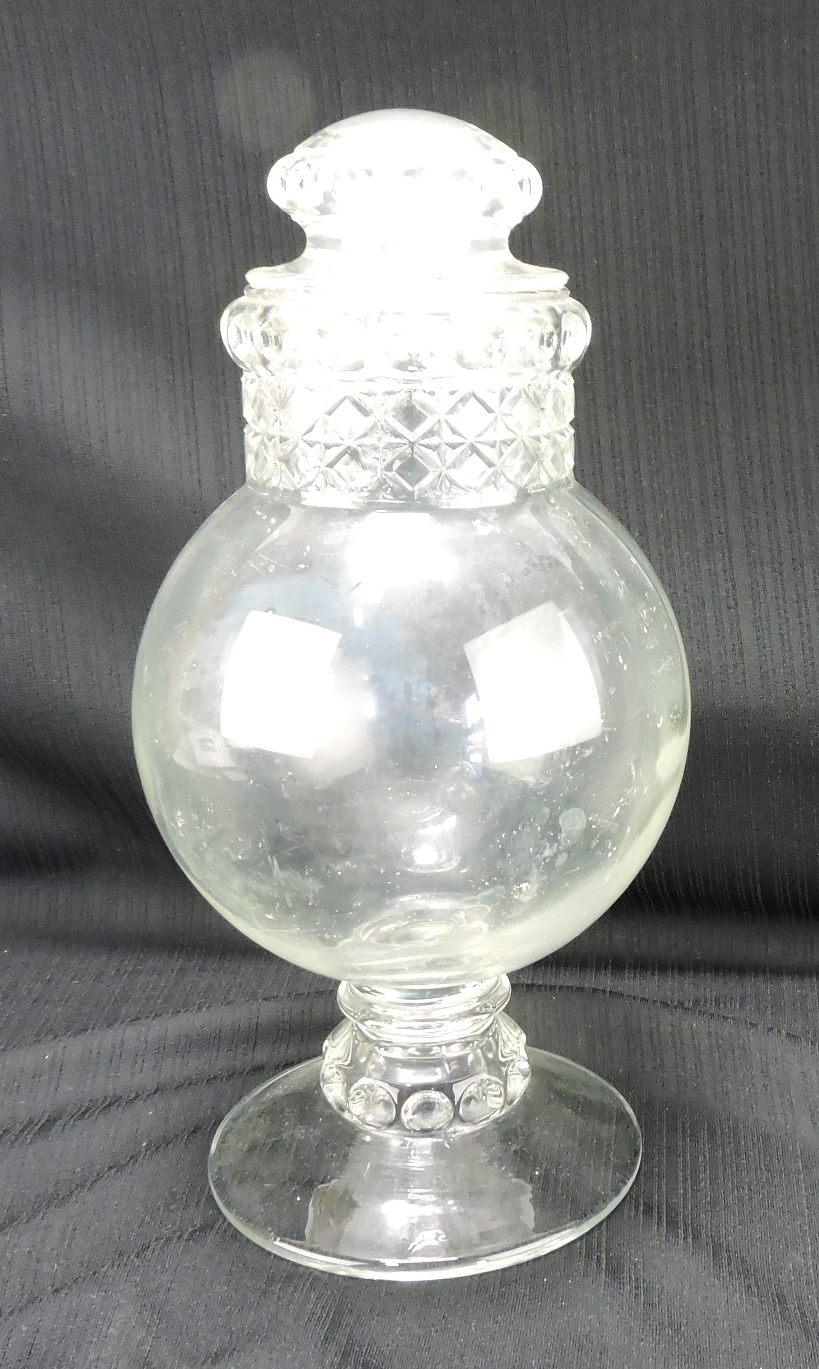Glass apothecary jar, 14": .