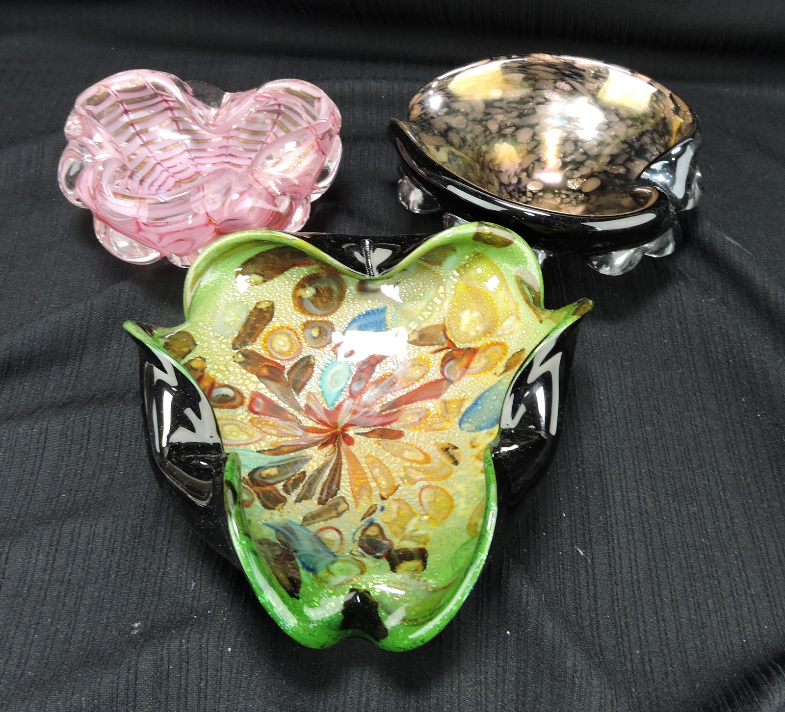 Lot of 3 MCM Murano art glass ashtrays (1 of 1)