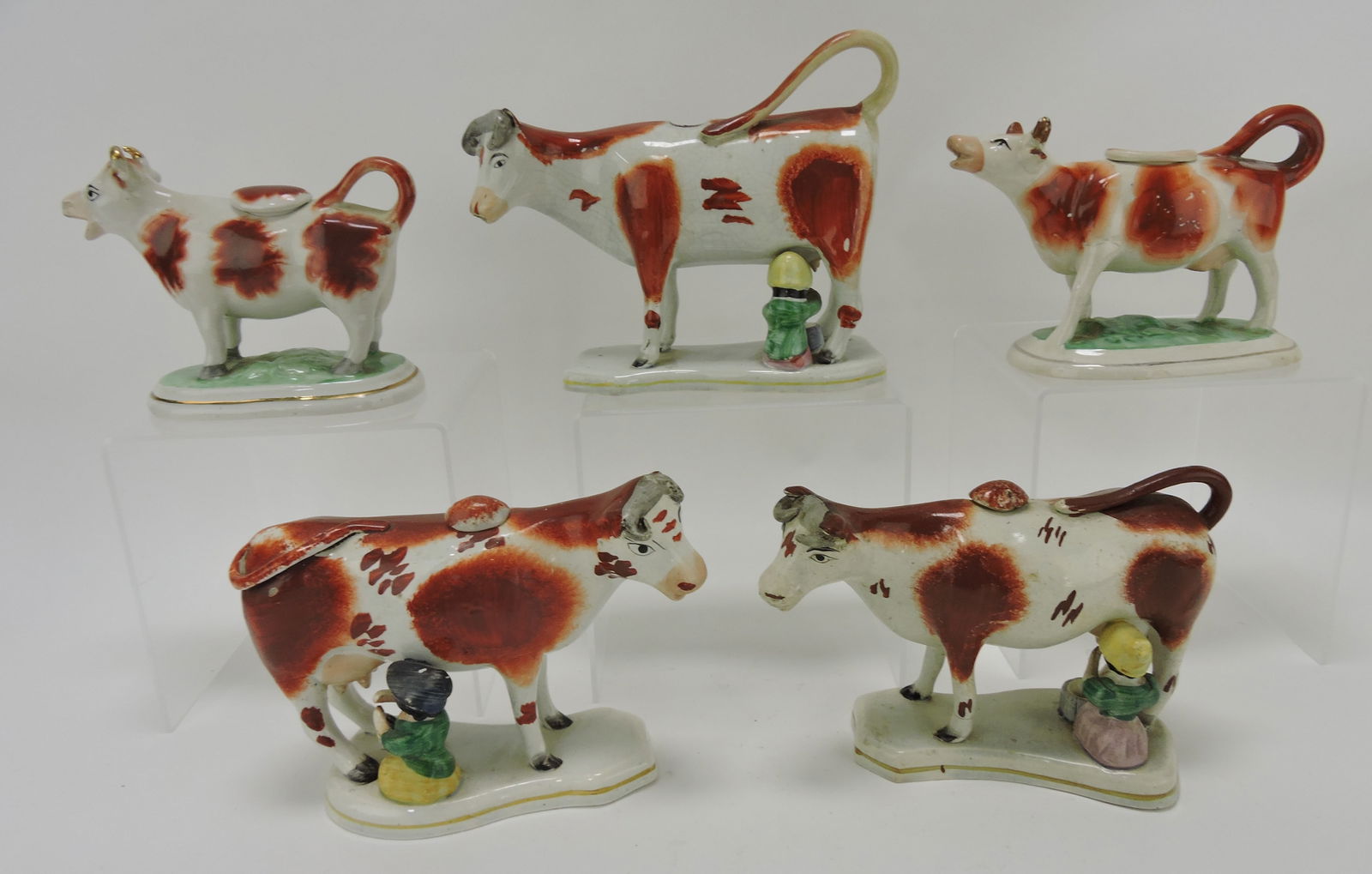 Staffordshire lot of 5 cow creamers, (1 of 1)
