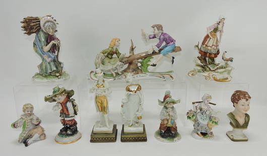 Lot of 11 porcelain figures - KPM: and others