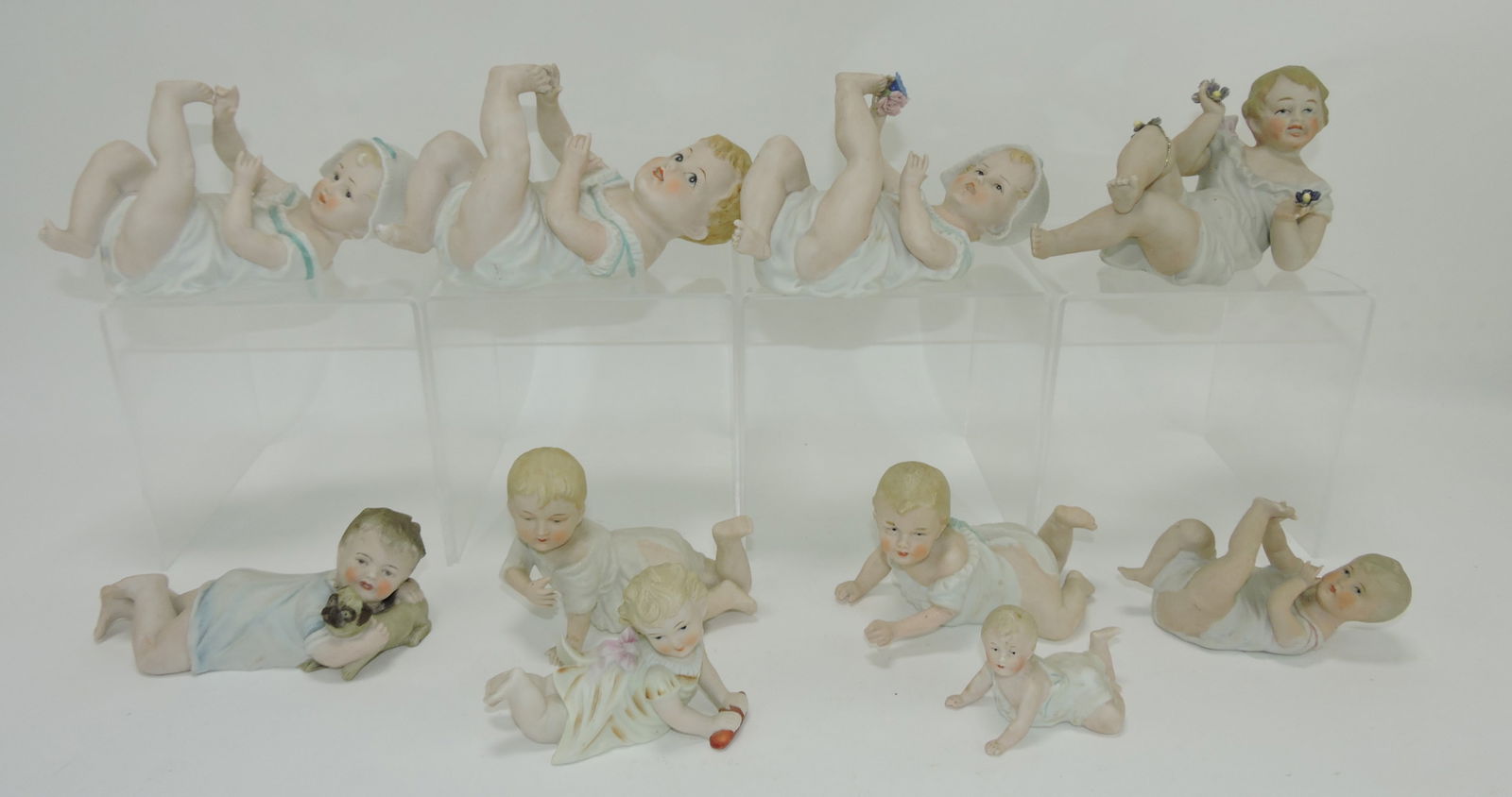 Lot of 10 bisque piano babies, 3 to 7" (1 of 1)