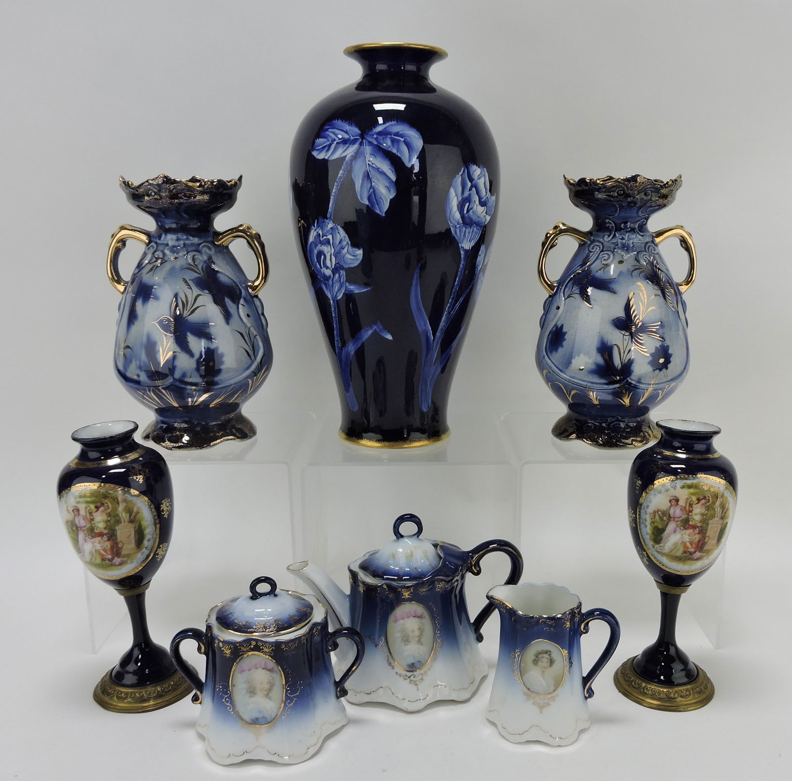 Flow Blue lot of 8 pcs, various (1 of 1)