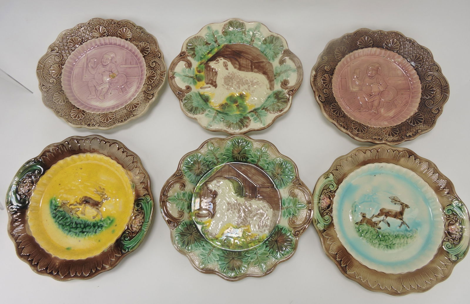 Majolica lot of 6 trays, various condition (1 of 1)