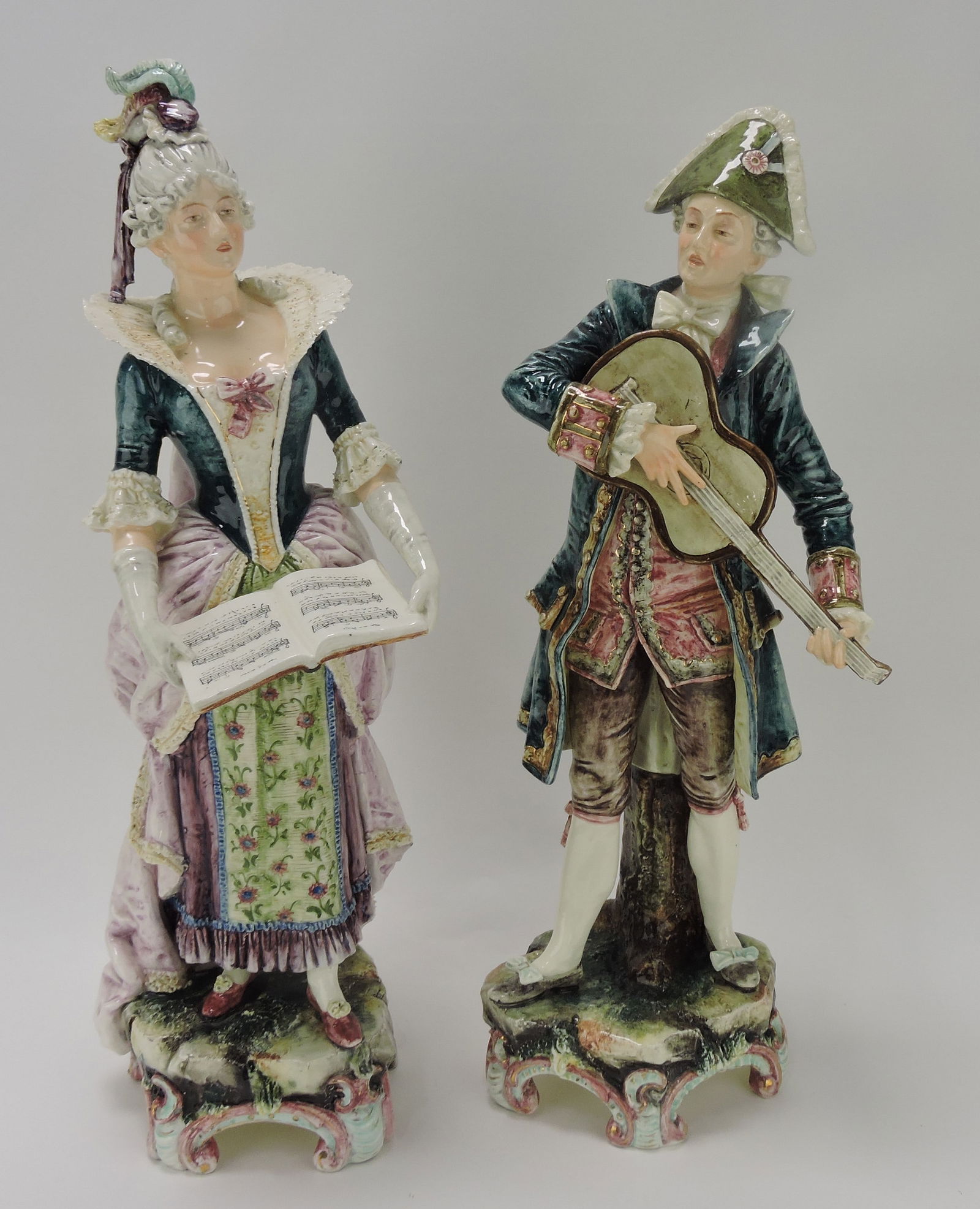 Majolica pair of large figures, 22", (1 of 1)