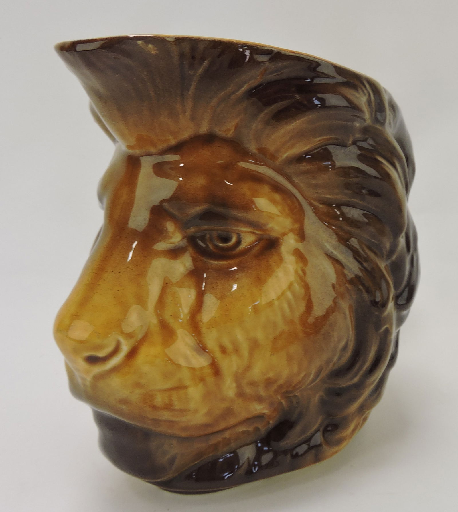 Sarreguemines majolica lion pitcher, 7" (1 of 1)