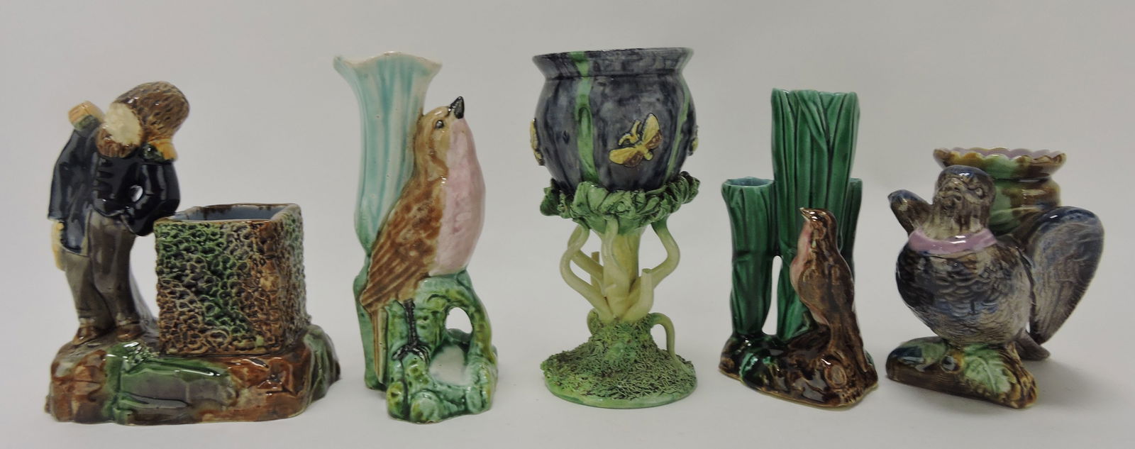 Majolica lot of 5 figural pieces, various (1 of 1)