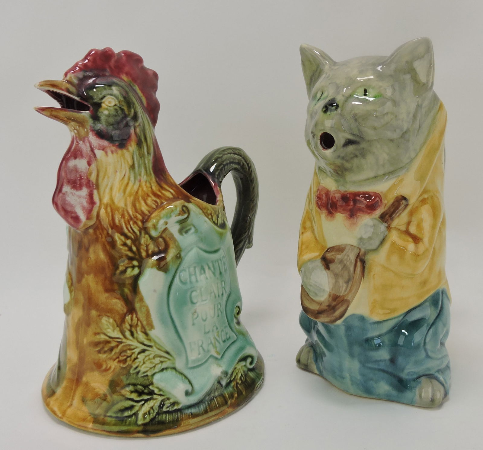 Majolica lot of 2 figural pitchers (1 of 1)