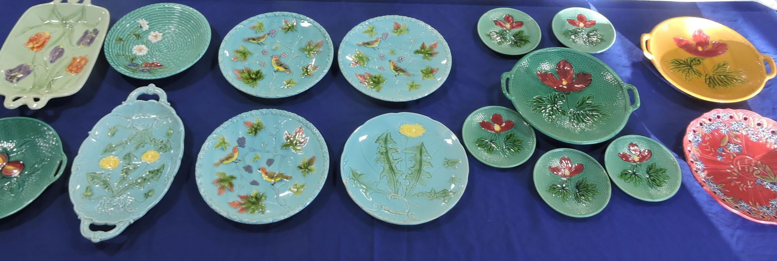 Continental majolica lot of 16 plates and (1 of 3)