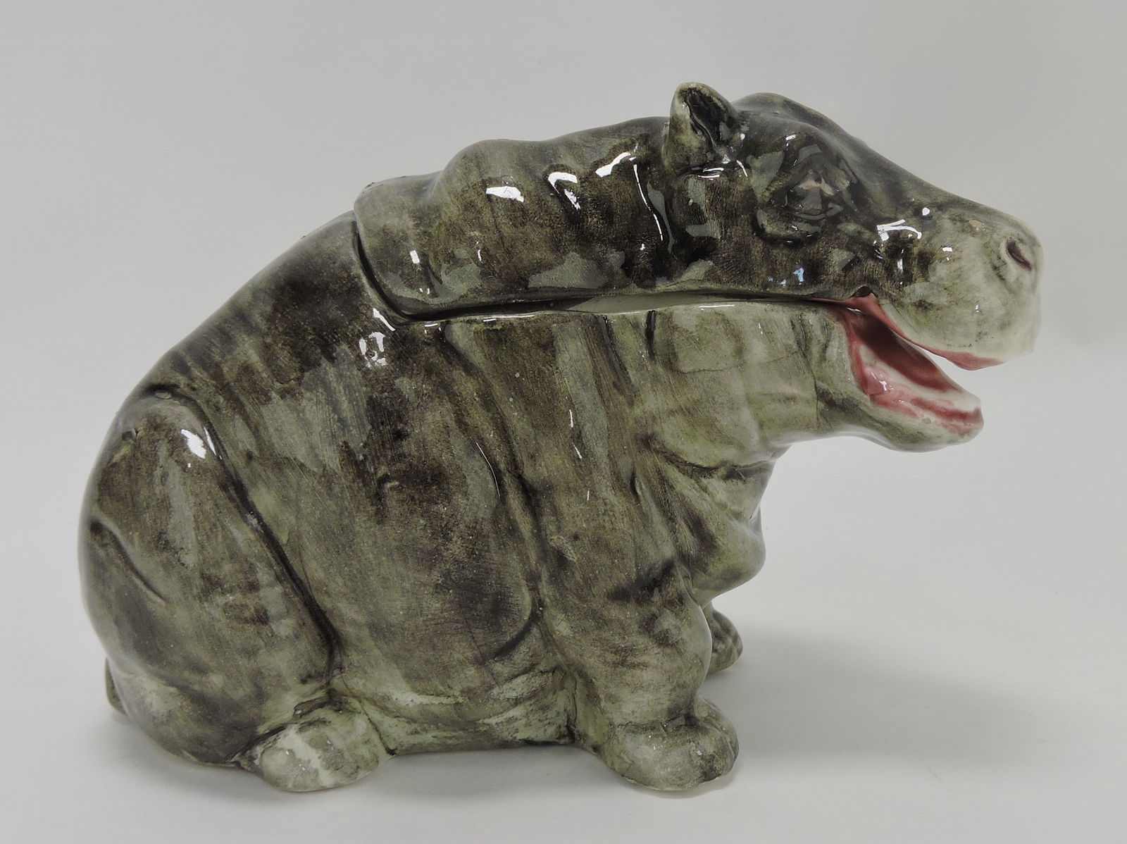 Continental majolica figural humidor of (1 of 1)