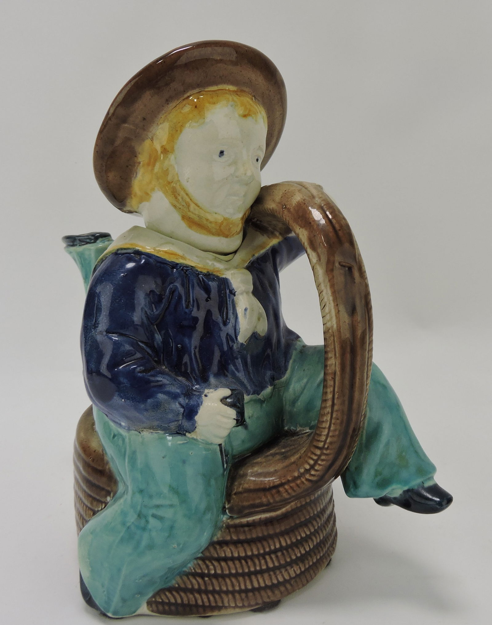 Majolica Isle of Man teapot, 10";: Sue & Harry Thurmon Collection