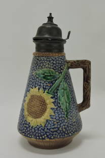 Etruscan majolica sunflower syrup jug: .