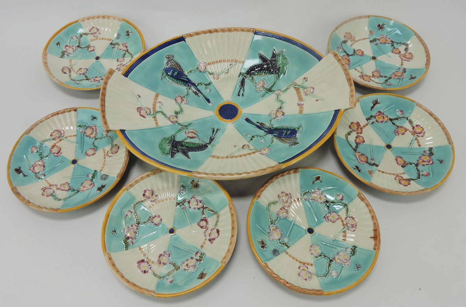 Wedgwood majolica 7 pc ice cream set, (1 of 1)