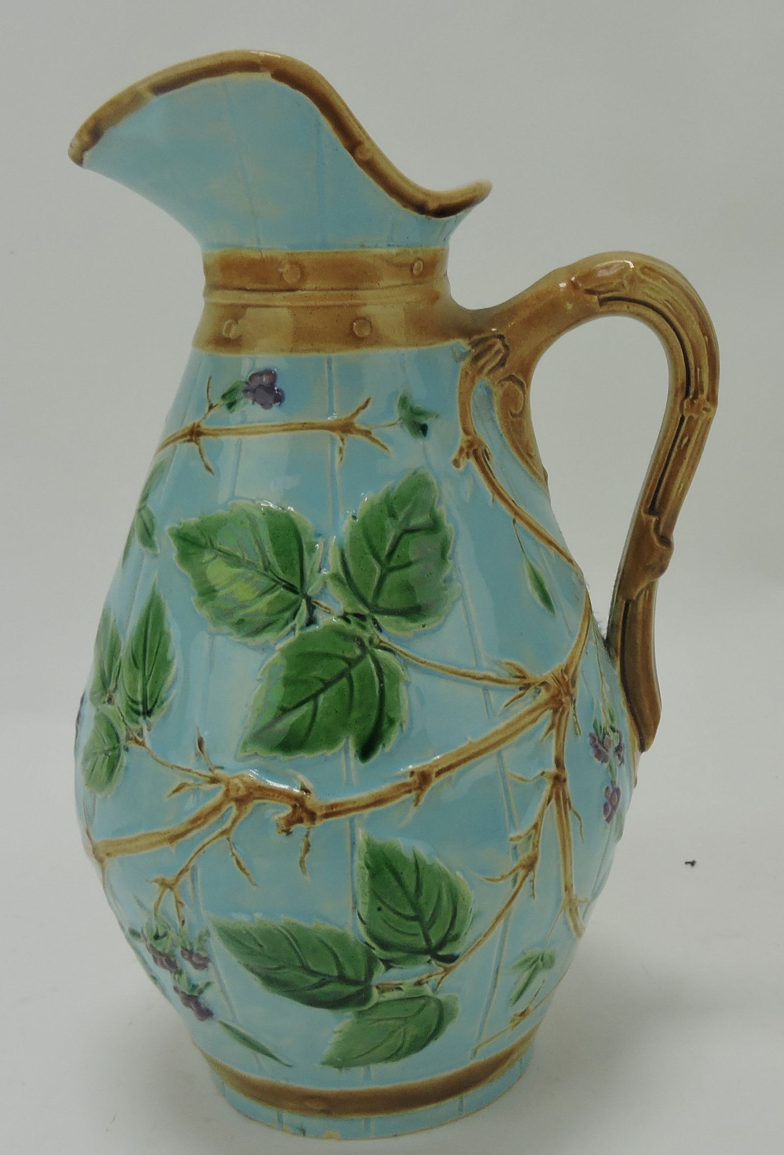 Minton majolica turquoise Hops jug, (1 of 1)