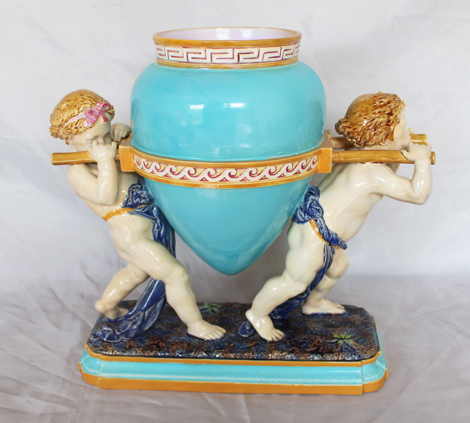 Minton majolica lamp holders modeled (1 of 3)