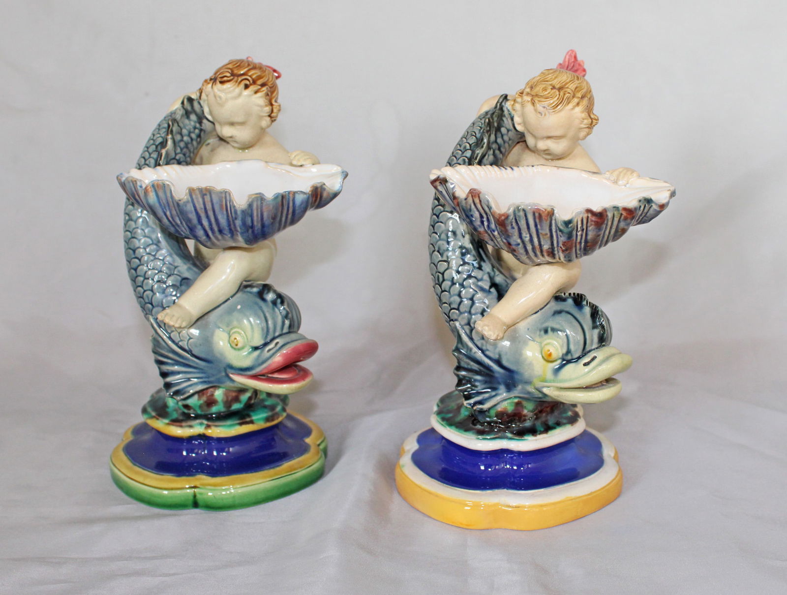 A pair of Minton majolica figural salts (1 of 4)