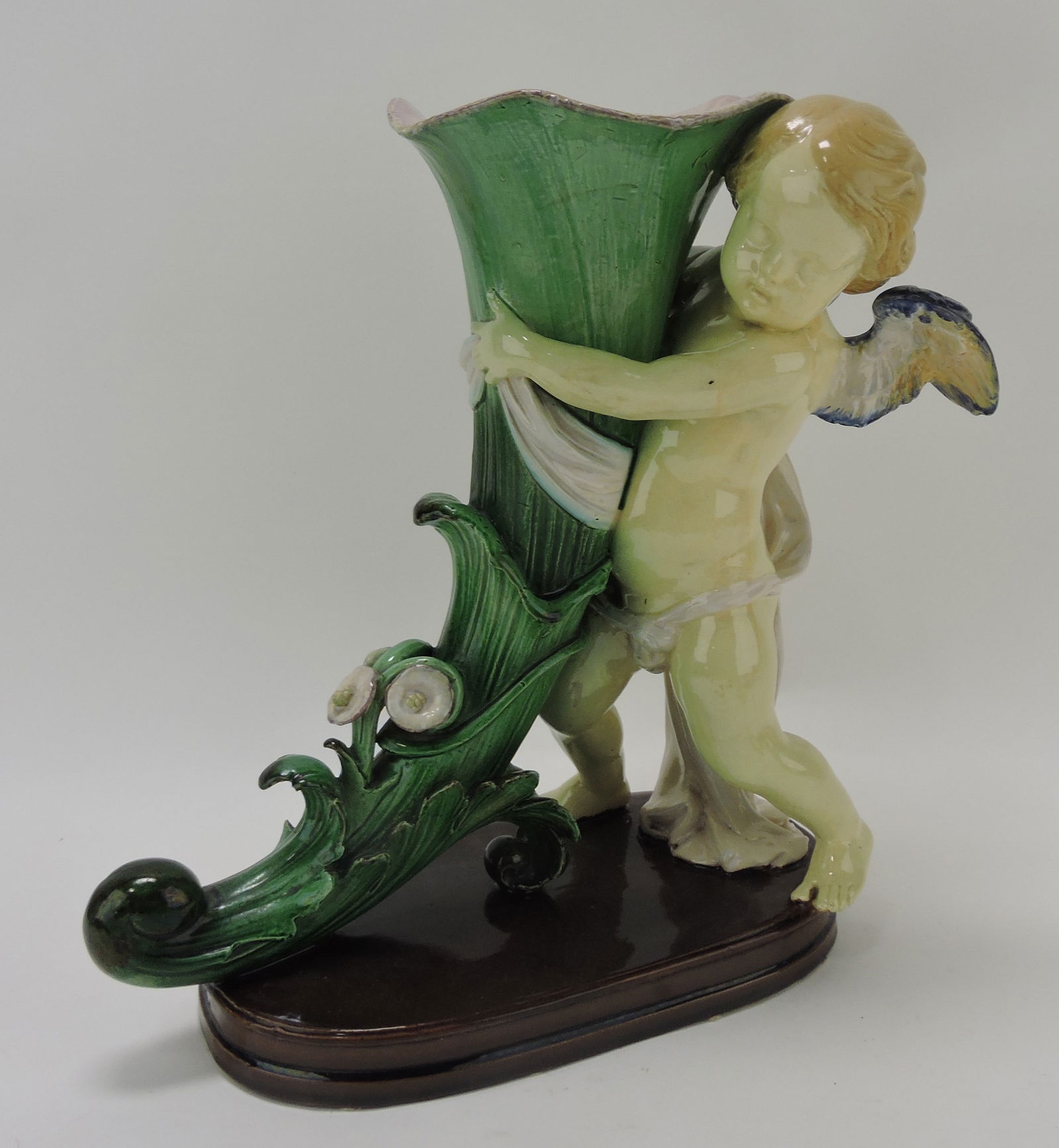 Minton majolica putti with cornucopia (1 of 2)