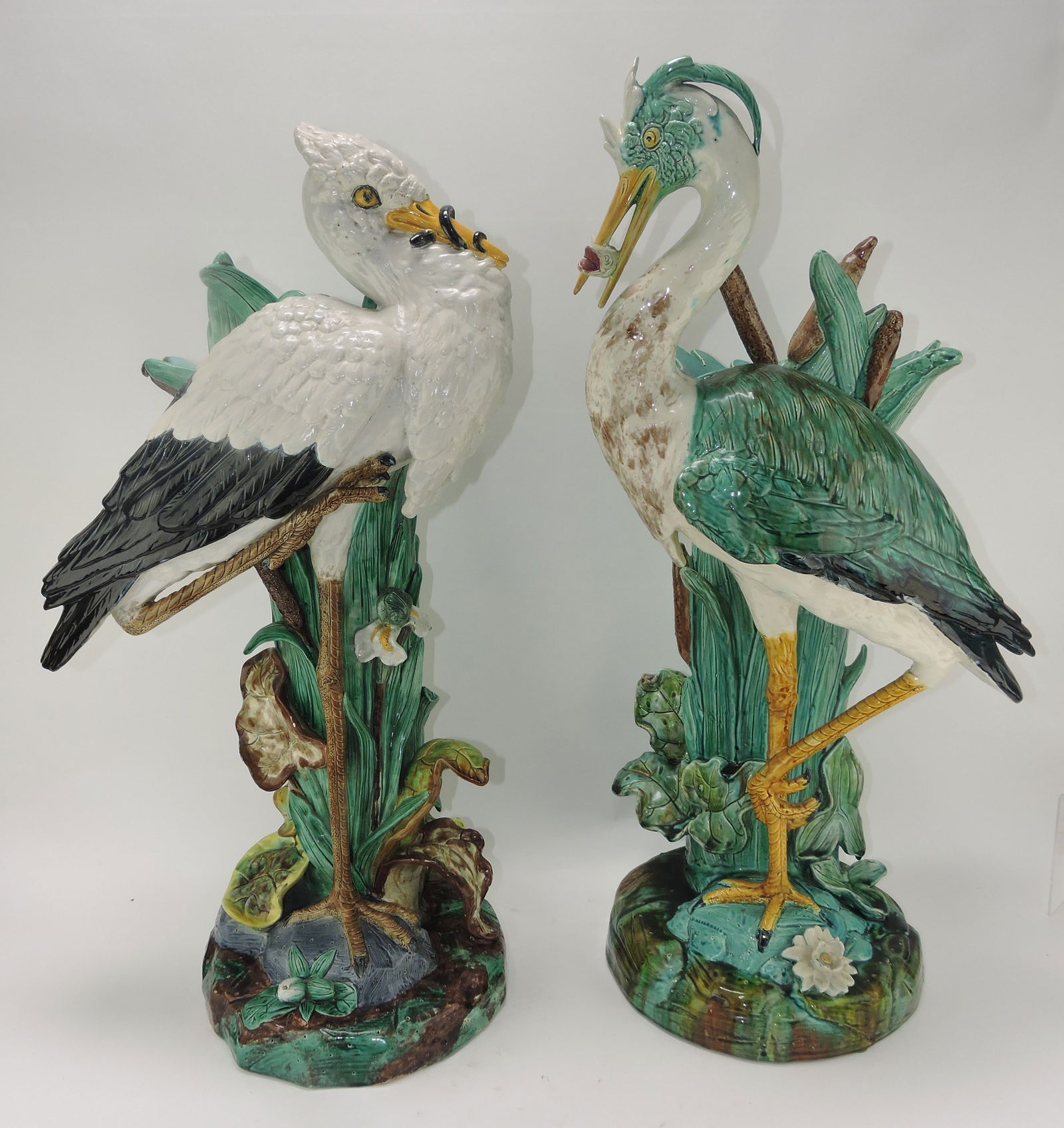 Holdcroft majolica stork and heron (1 of 6)