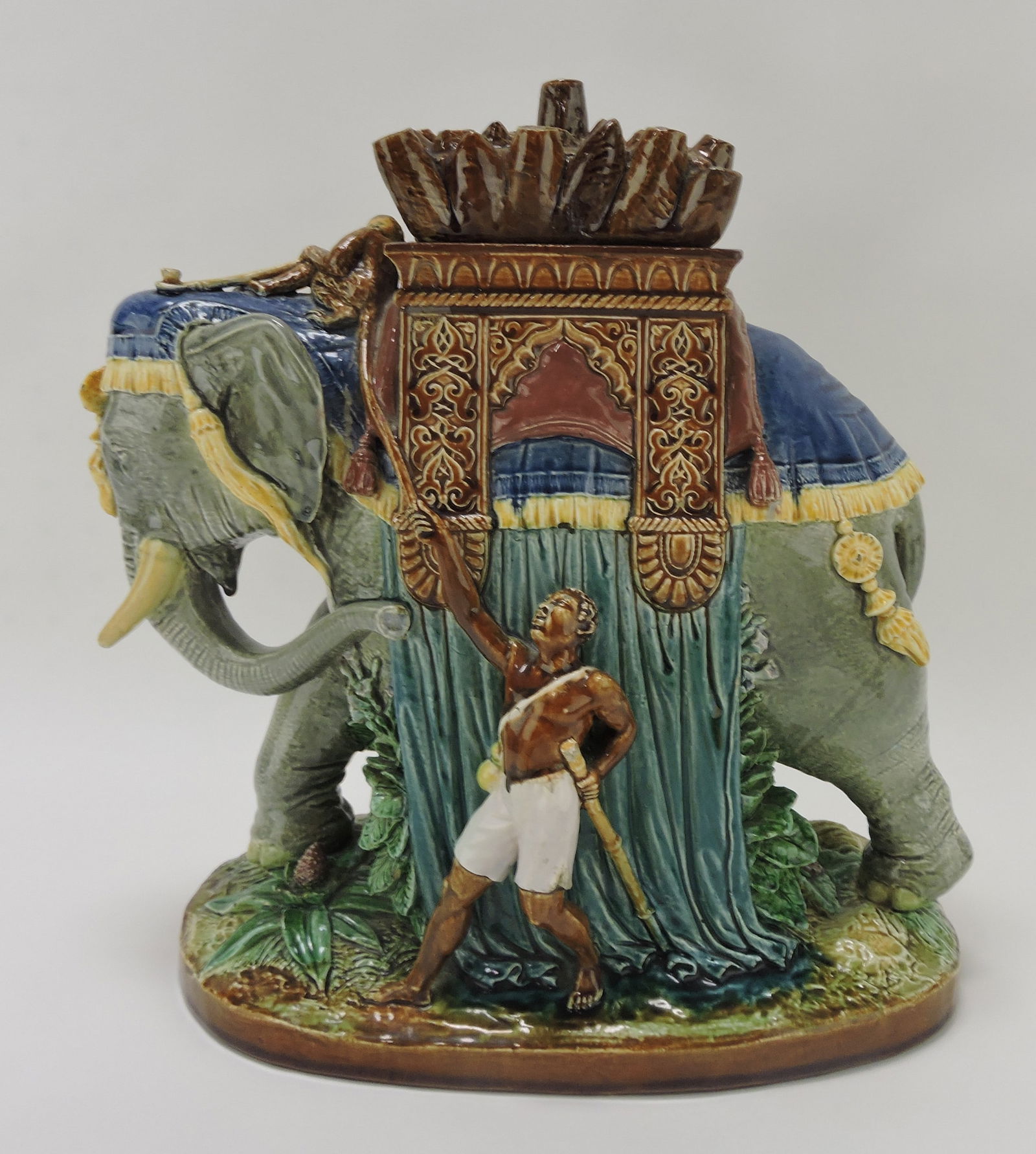 Rare Gien majolica elephant tobacco (1 of 2)
