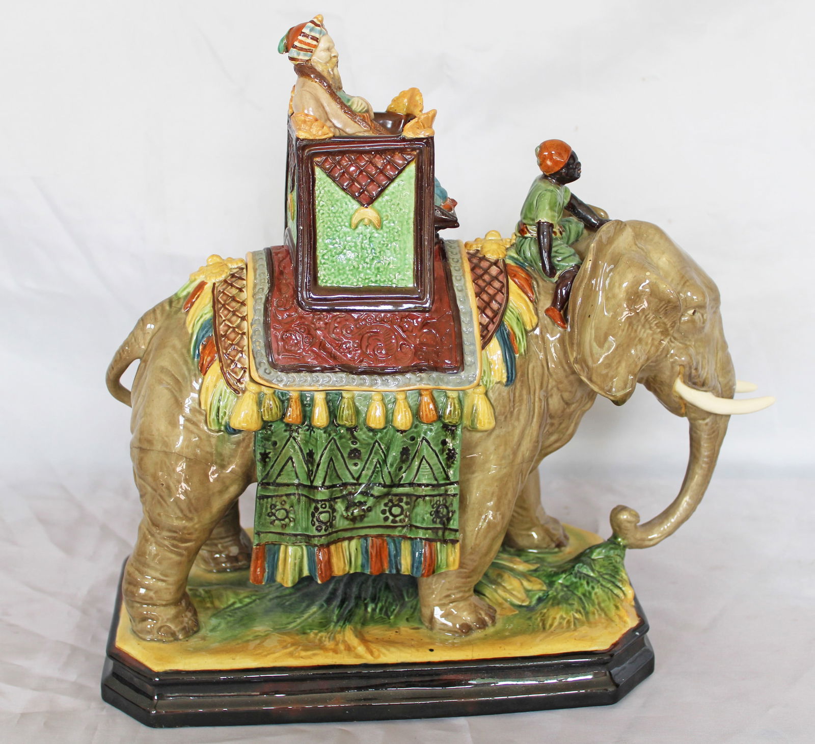 A majolica elephant form figural tobacco (1 of 3)