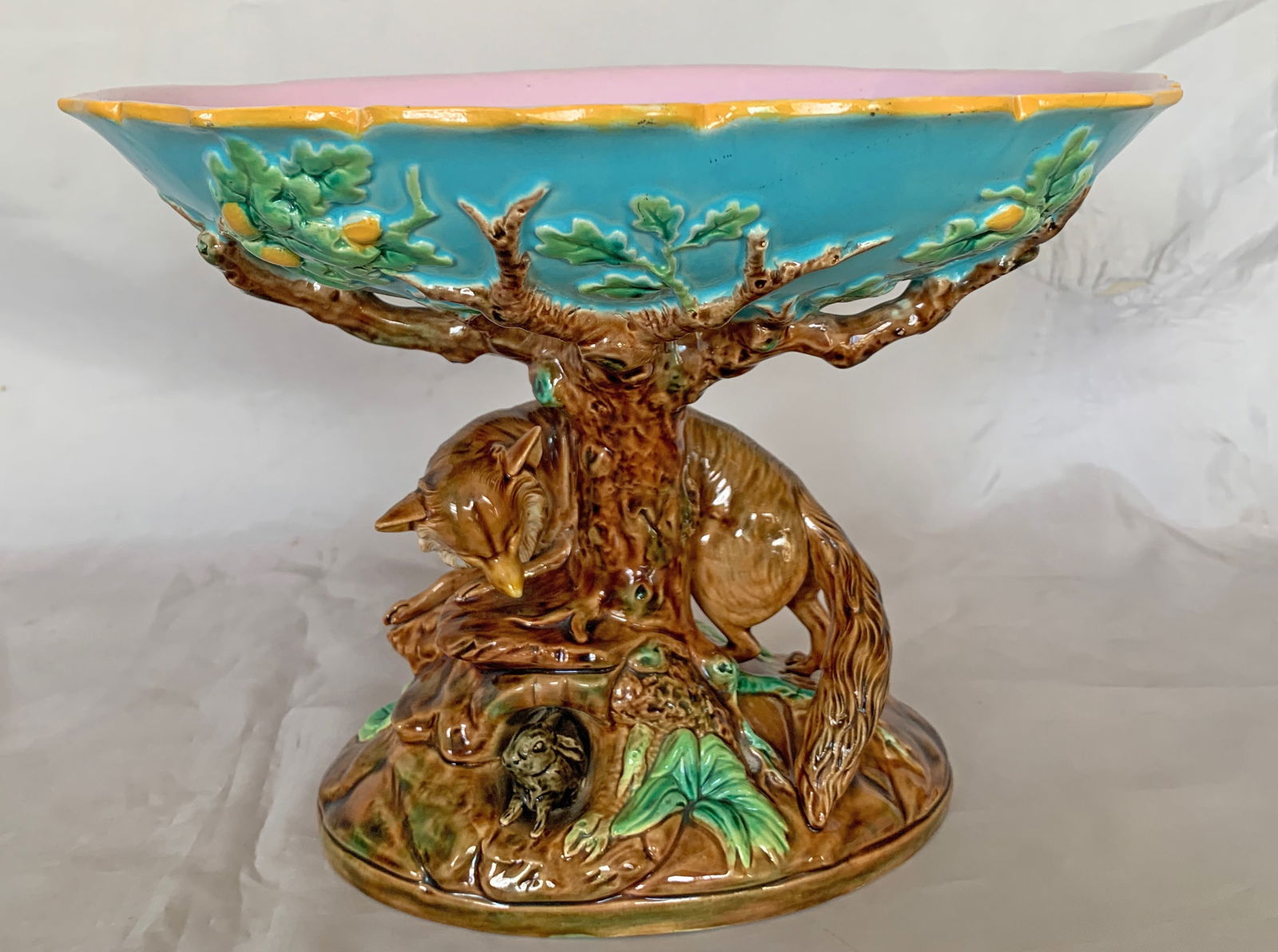 George Jones majolica fox compote (1 of 2)