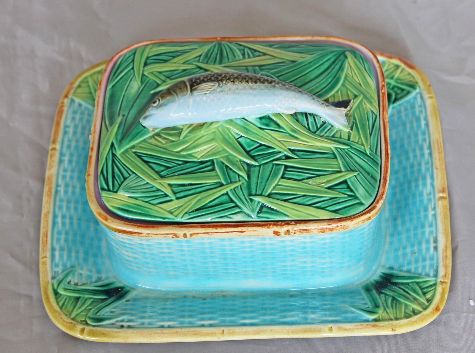 George Jones majolica wicker fish (1 of 3)