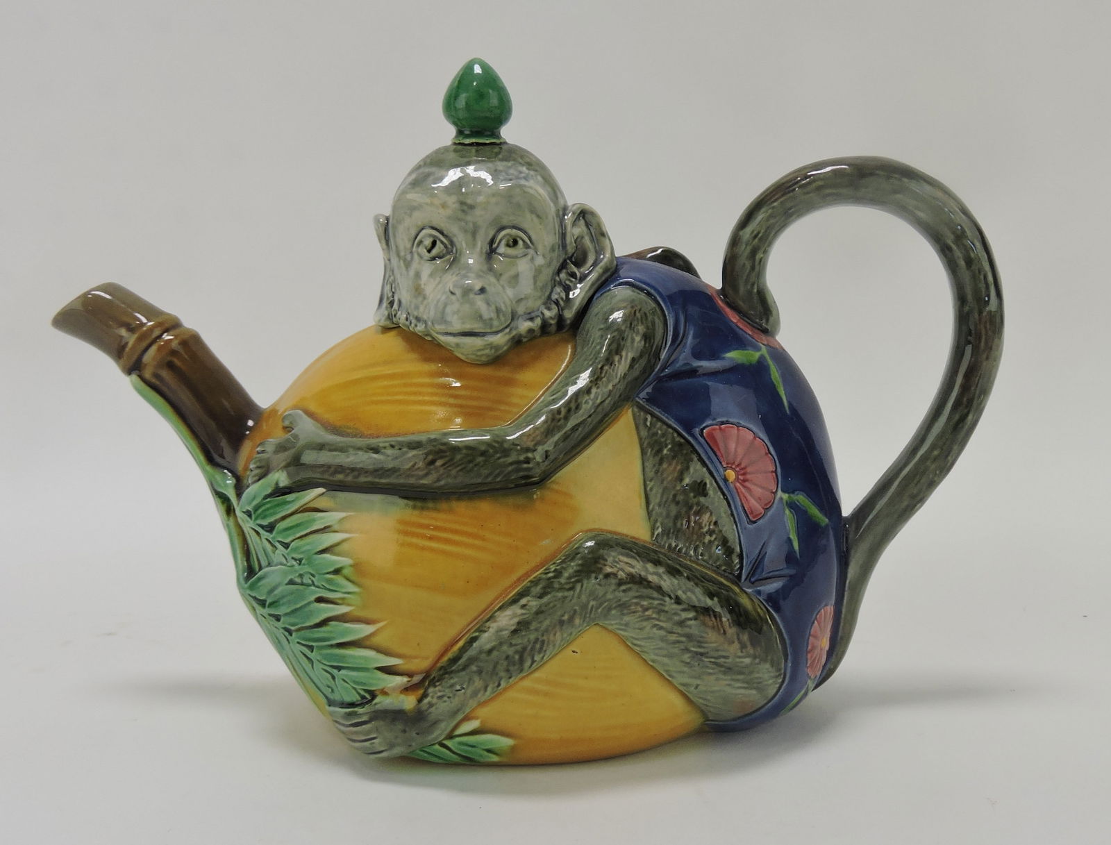 Minton majolica figural teapot of (1 of 2)