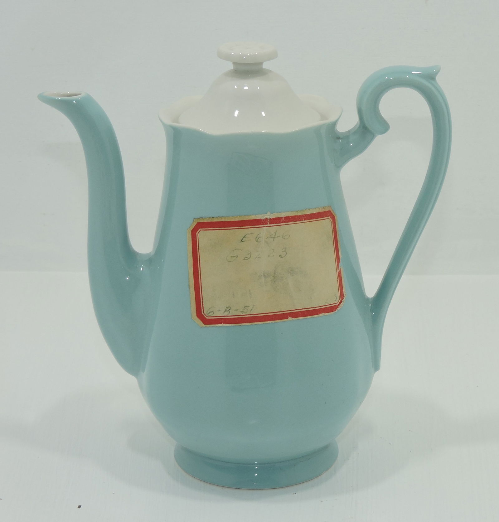 Hall China Demi coffee pot with paper label (1 of 1)