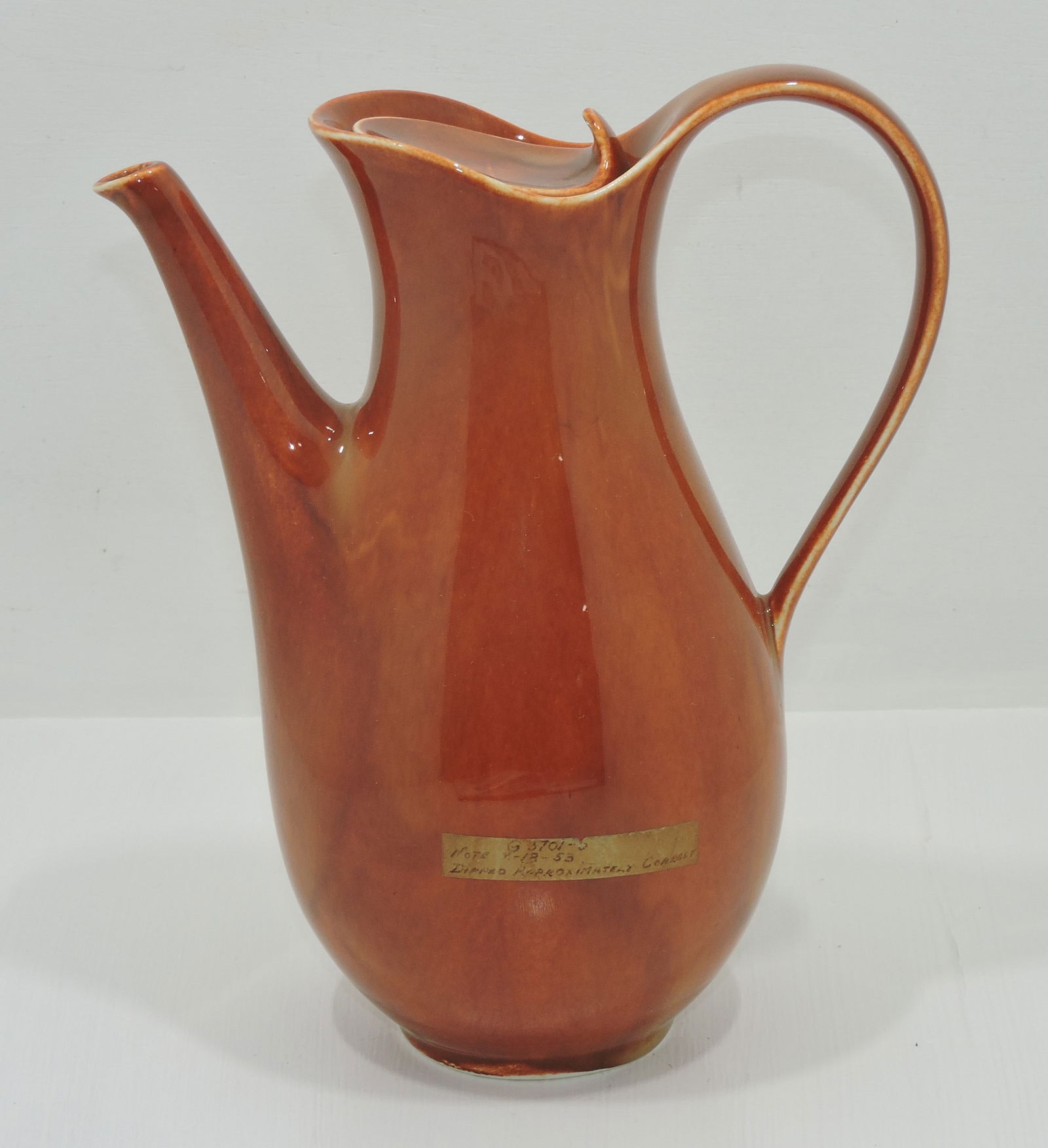 Hall China Hallcraft Eva Zeisel coffee pot: with experimental glaze, marked G-3701-3